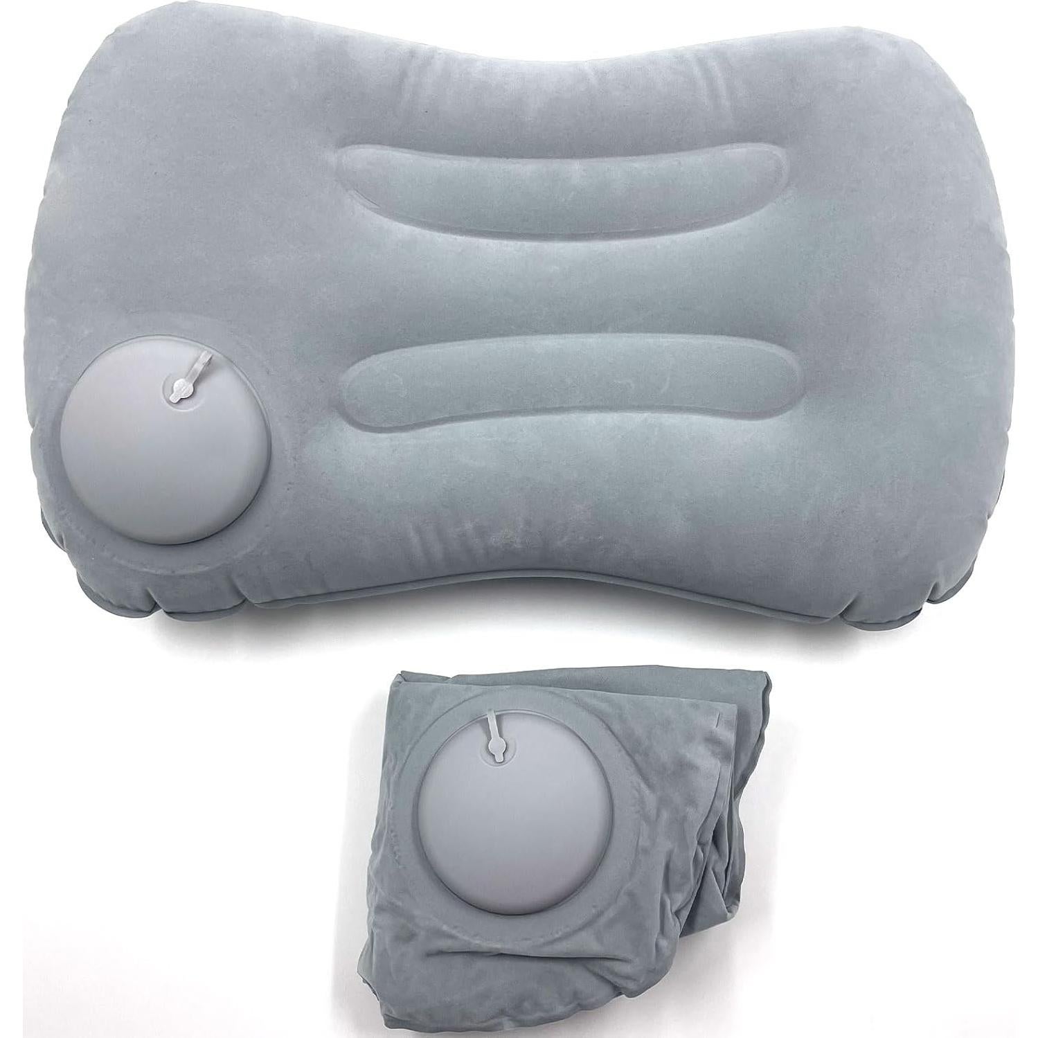 Camping Pillow Press Automatic Inflatable Pillow for Camping Trekology Pillow Portable Waist Protect Pillow Backpacking Pillow Beach Pillow Outdoor Camp Pillow (Grey)