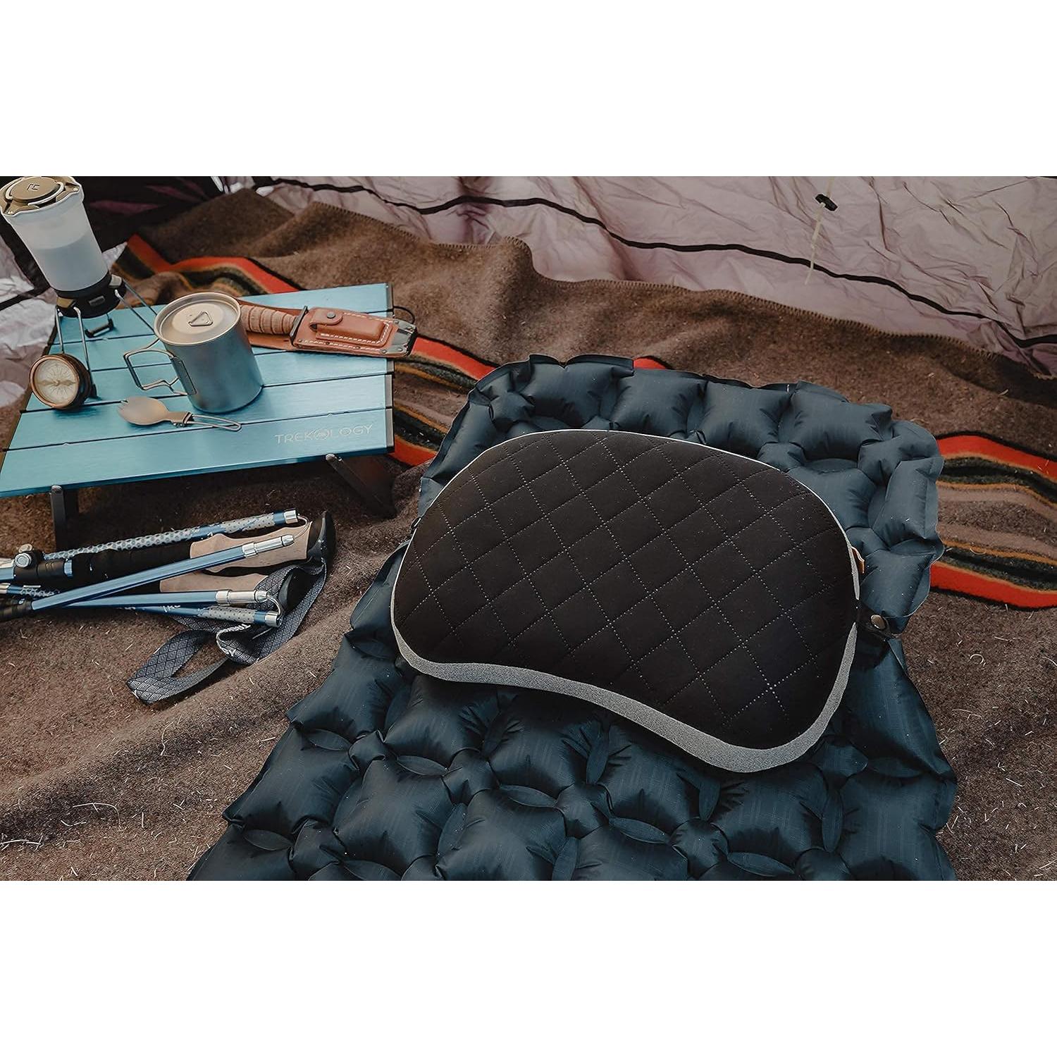 Almohada Inflable Camping TREKOLOGY ALUFT2 Verde - Compacta y Lavable