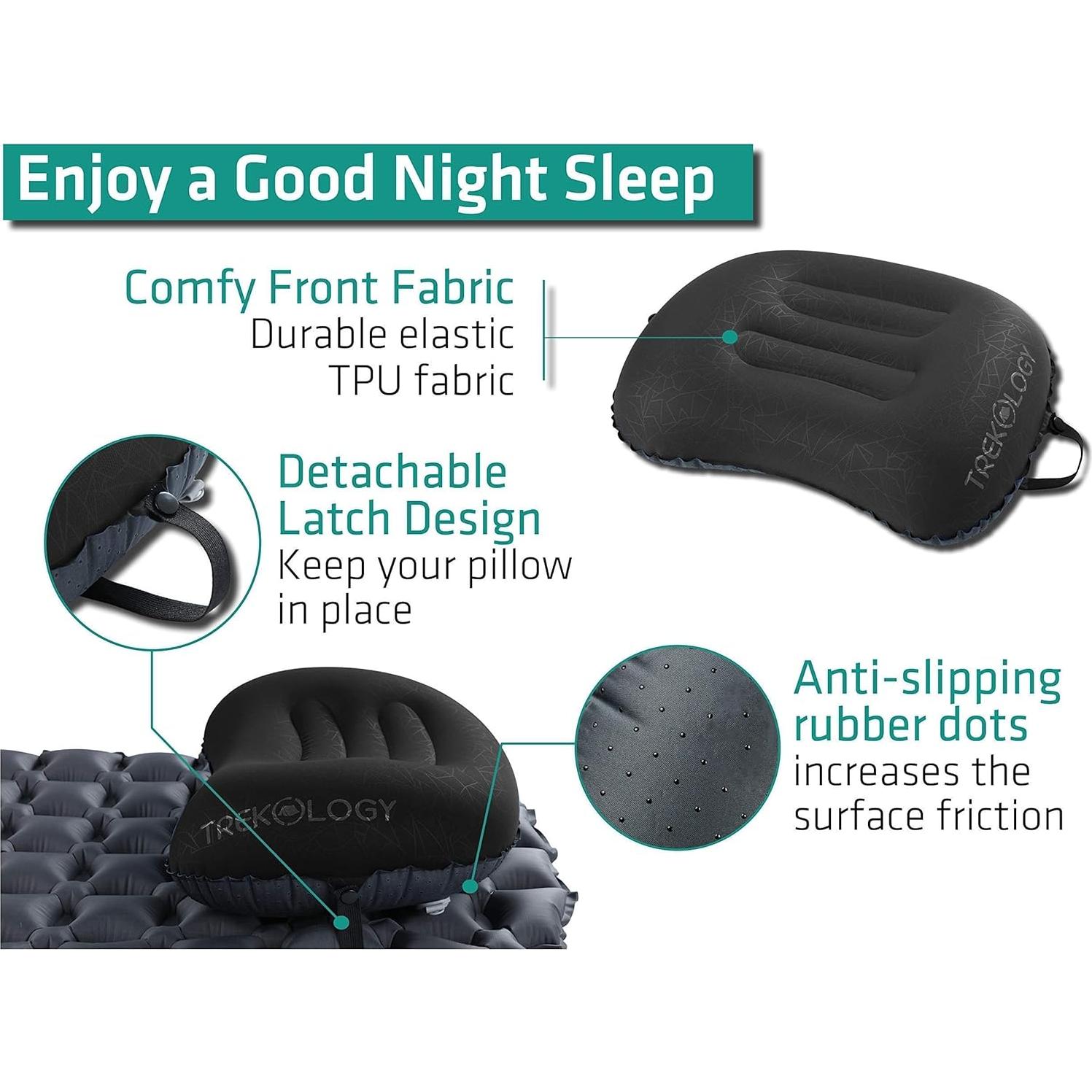 Almohada Inflable TREKOLOGY Aluft2.0 Negra para Acampar