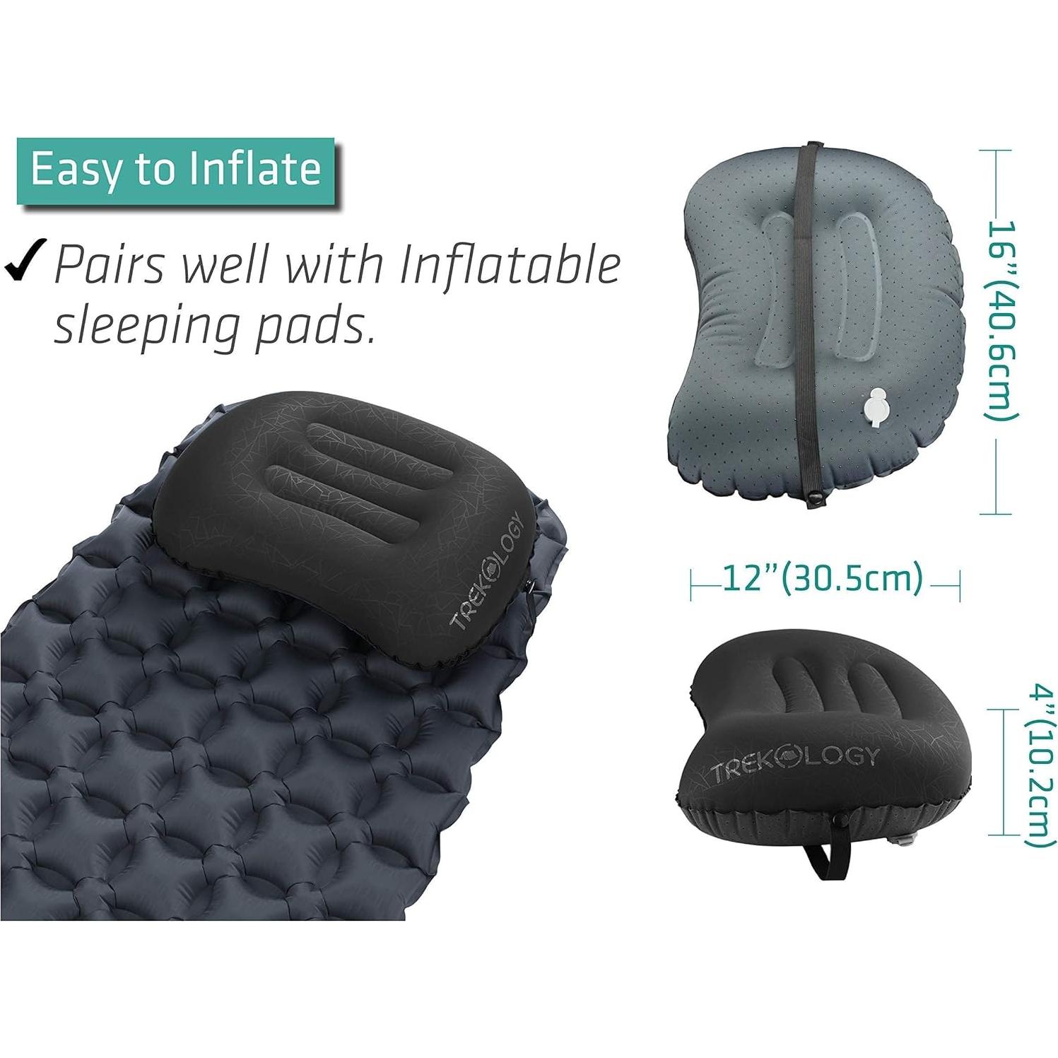 Almohada Inflable TREKOLOGY Aluft2.0 Negra para Acampar