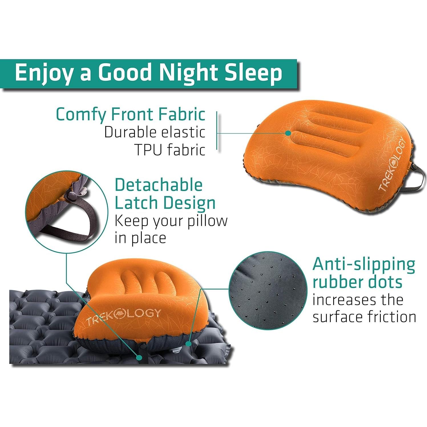 Almohada Inflable Camping TREKOLOGY Aluft 2.0 Naranja