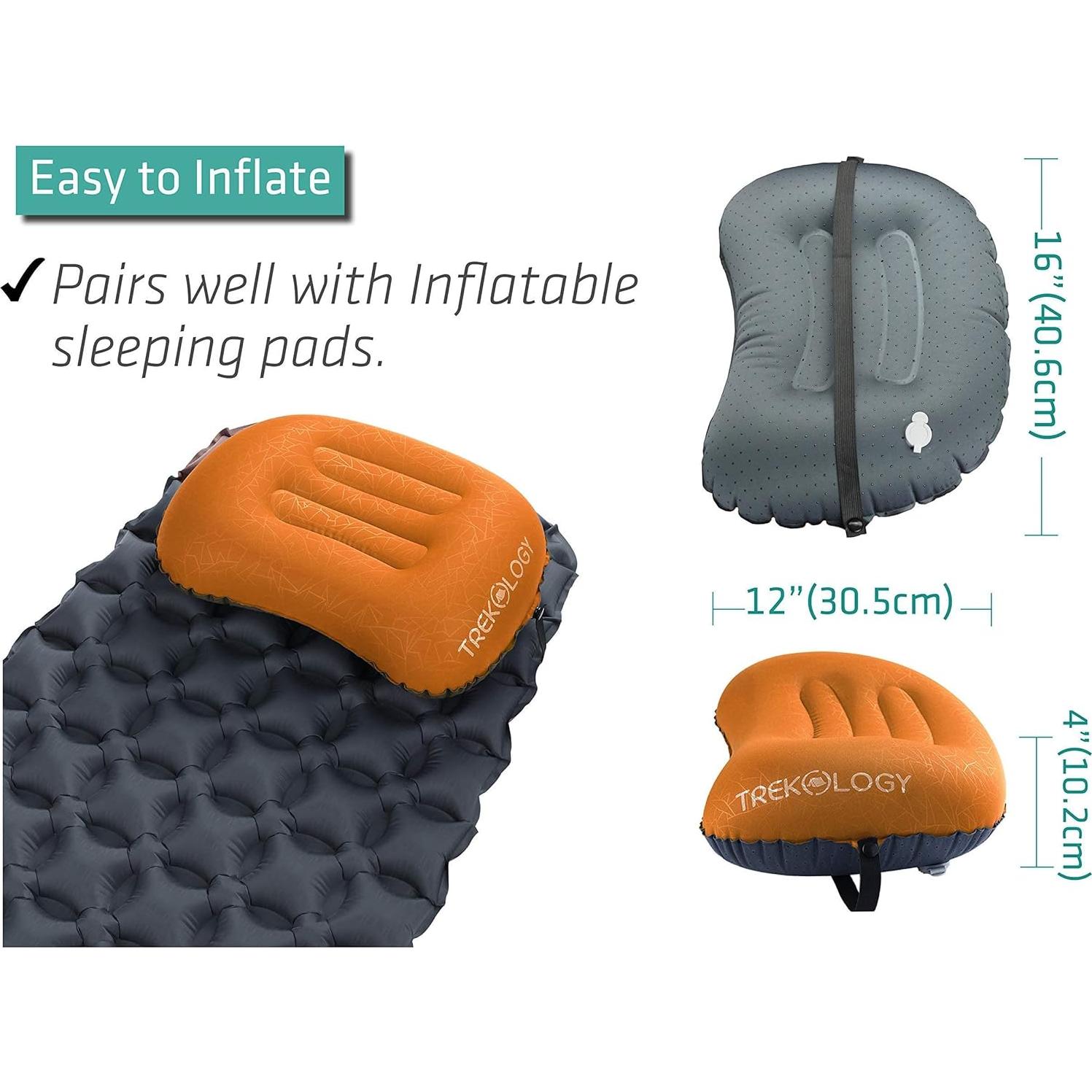 Almohada Inflable Camping TREKOLOGY Aluft 2.0 Naranja