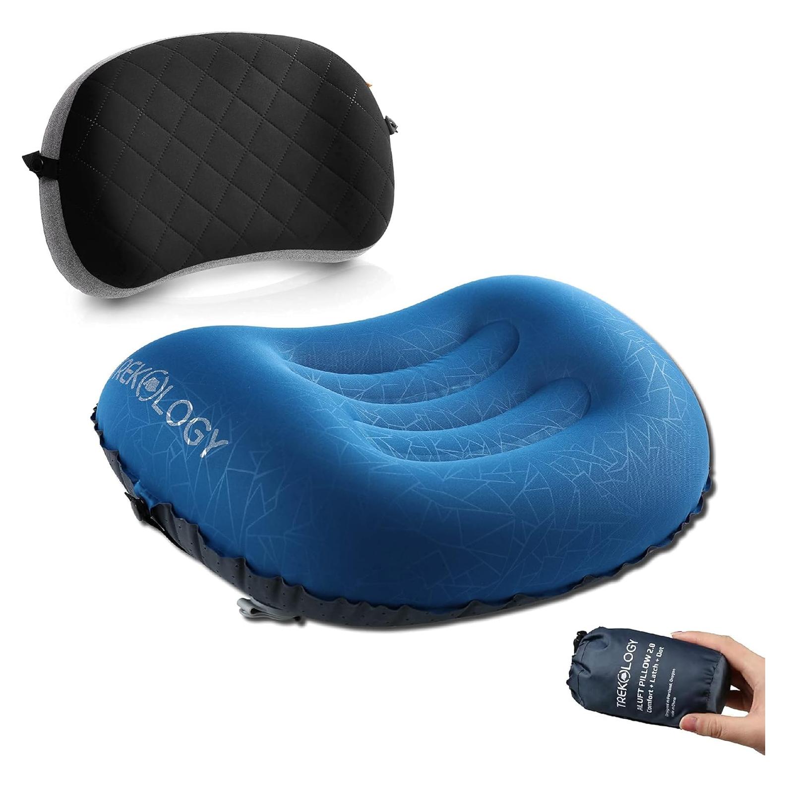 Almohada Inflable Camping TREKOLOGY ALUFT2 Azul Ergonomica