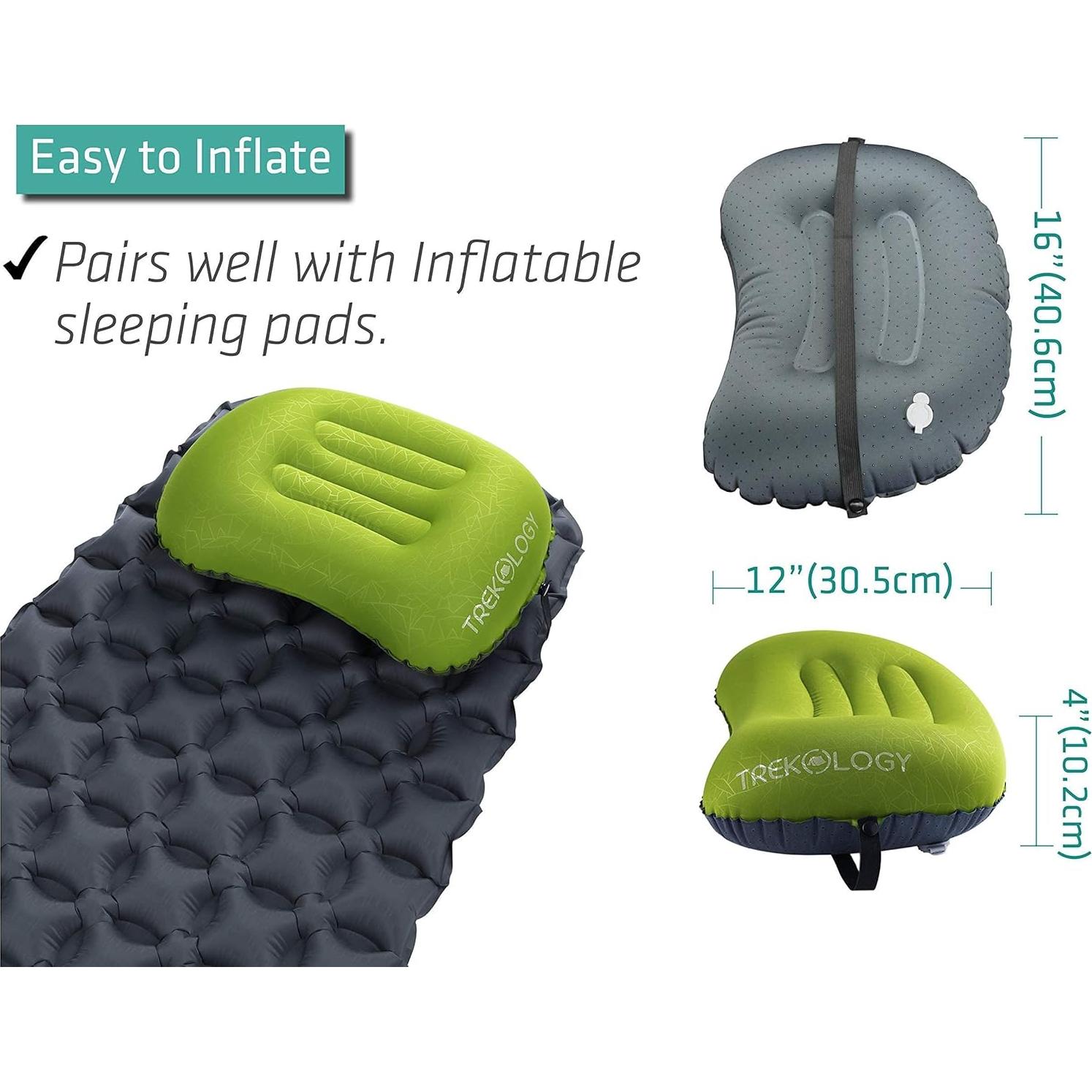 Almohada Inflable Trekology ALUFT 2.0 Verde + Almohadilla UL80