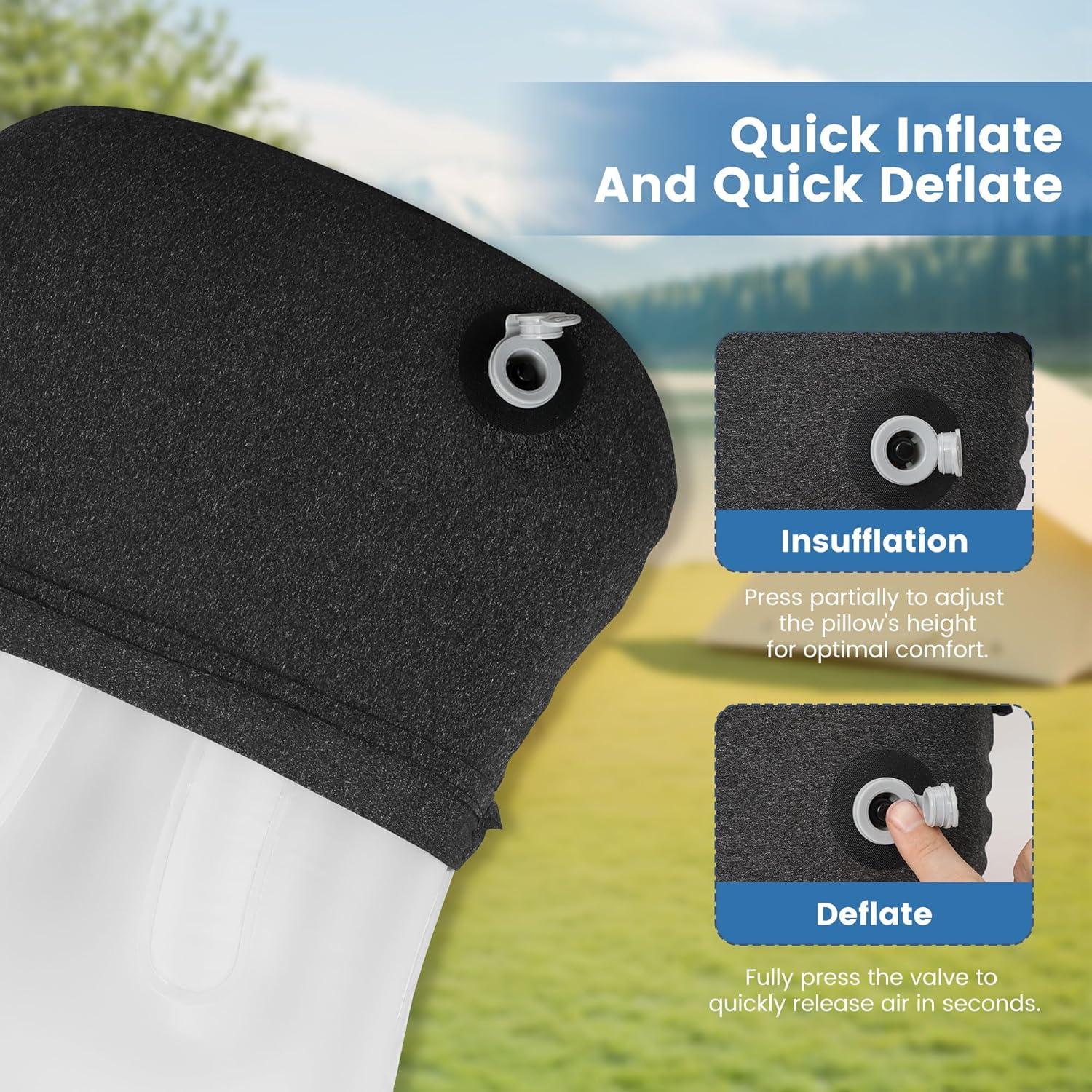 Almohada Inflable de Camping UWILLION Azul Ergonómica 12.7cm