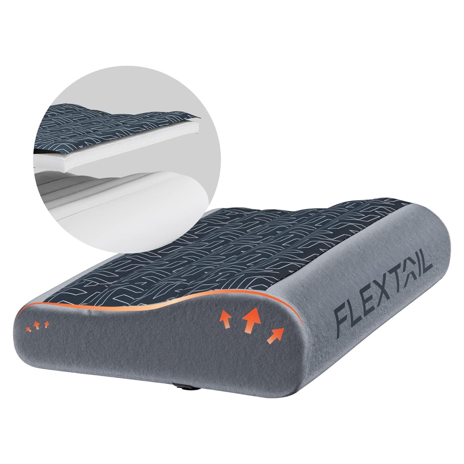 Almohada Inflable para Camping FLEXTAILGEAR Gris 1.1" Gruesa