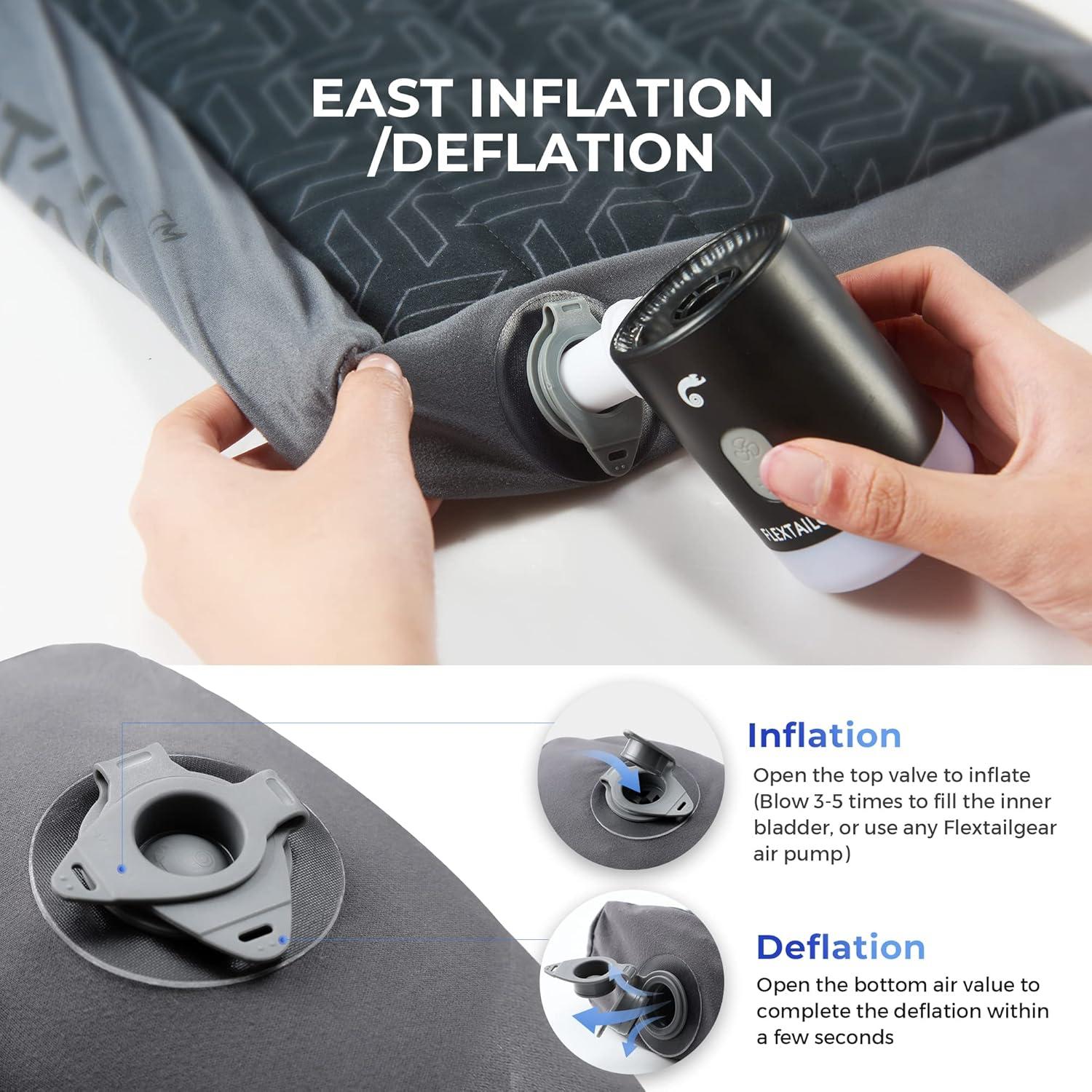 Almohada Inflable para Camping FLEXTAILGEAR Gris 1.1" Gruesa