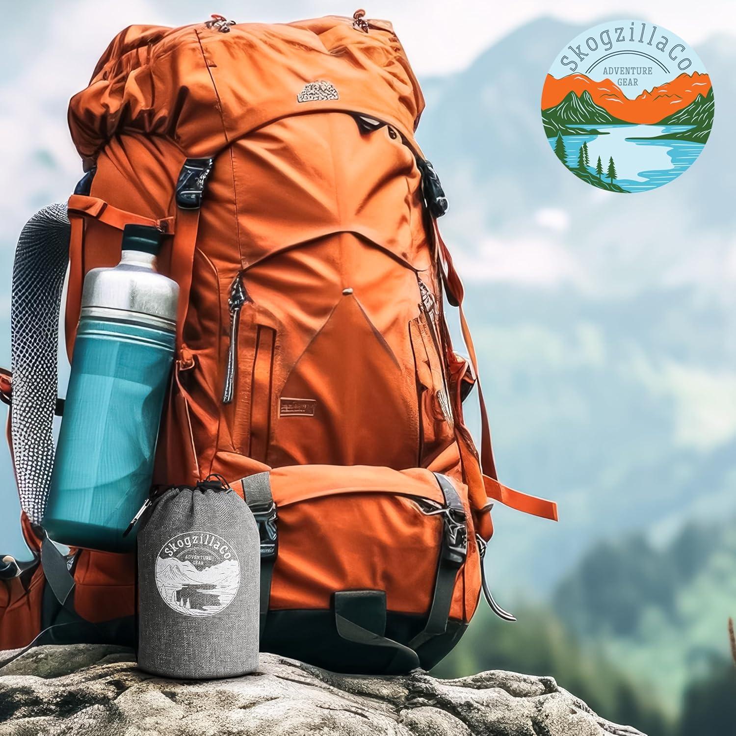 Skogzilla- Camping Inflatable Pillow Dual Chamber Ultralight Backpacking Pillow for Camping, Hiking & Travel, Blow Up Pillow with Adjustable Neck & Lumbar Support, Compact Portable- Orange