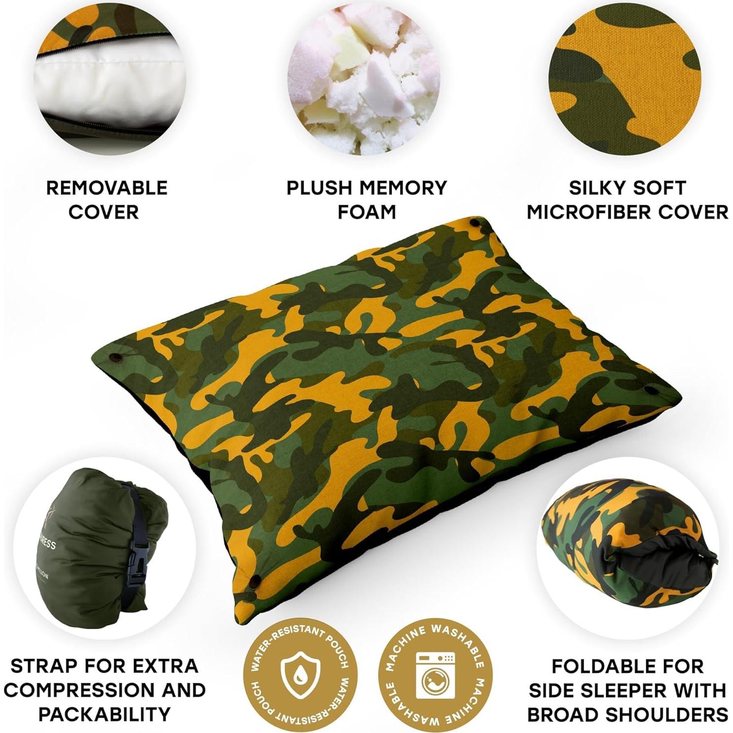 Almohada de Camping Centauress Camo 43x30.5cm Lavable