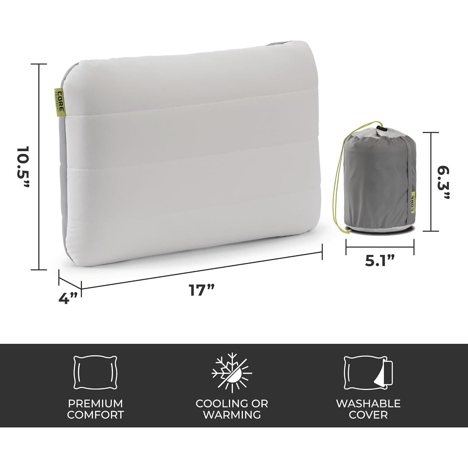 Almohada de Camping CORE Híbrida Inflable 10 cm Ajustable