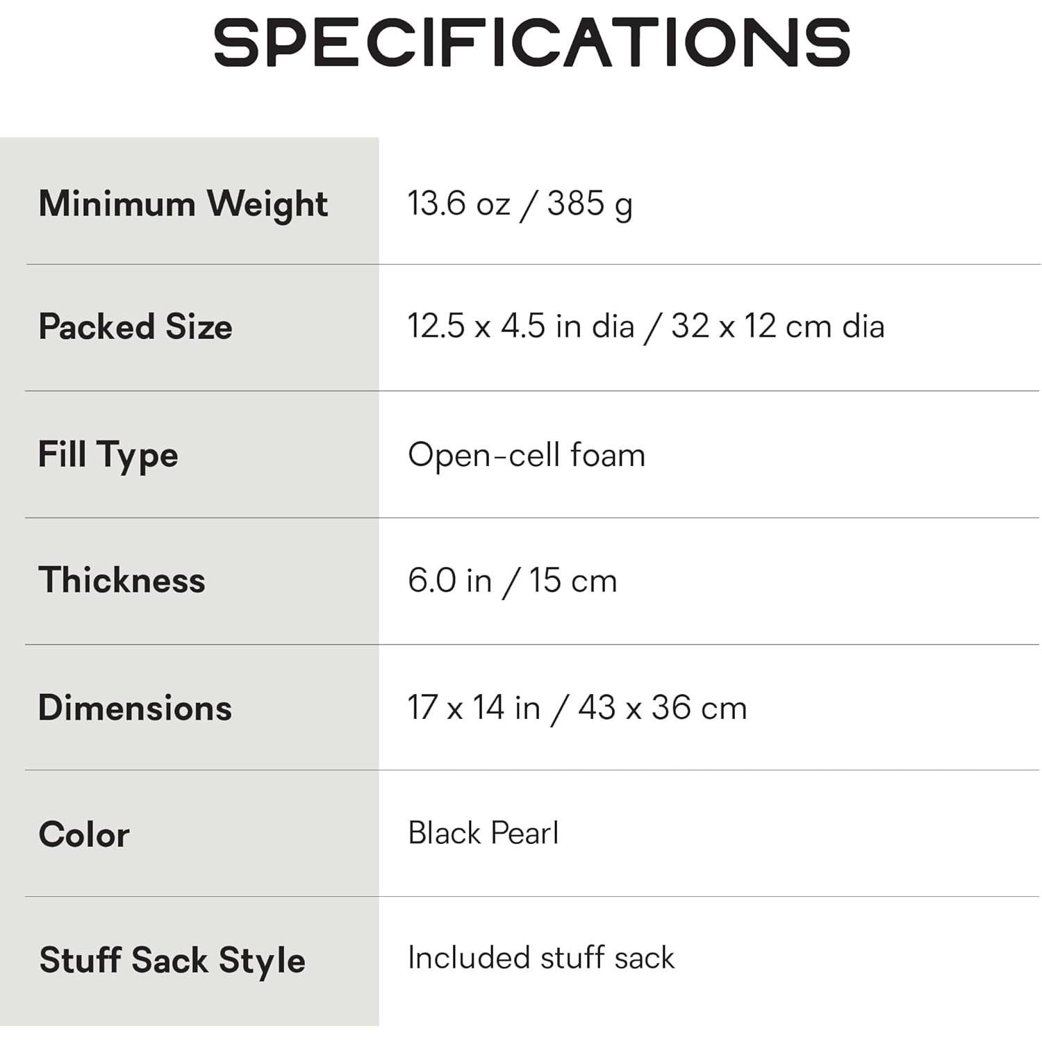 Almohada de Camping NEMO Fillo King - Perla Negra 15.24 cm