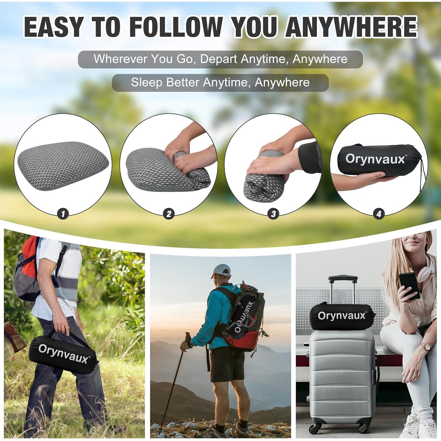 Almohada de Espuma de Memoria Orynvaux Gris Oscuro 38x25.9cm