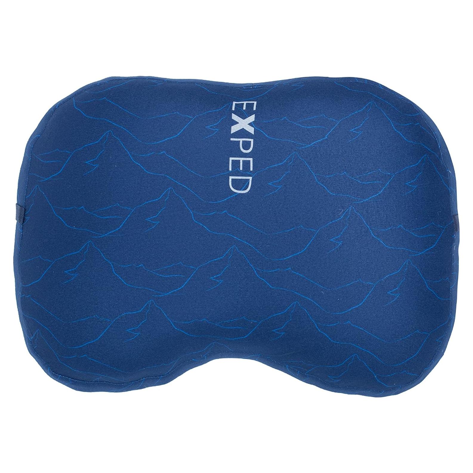 Exped DeepSleep Pillow - Ergonomic Soft & Super Plush Camping Pillow, Blue Mountain Print, Medium