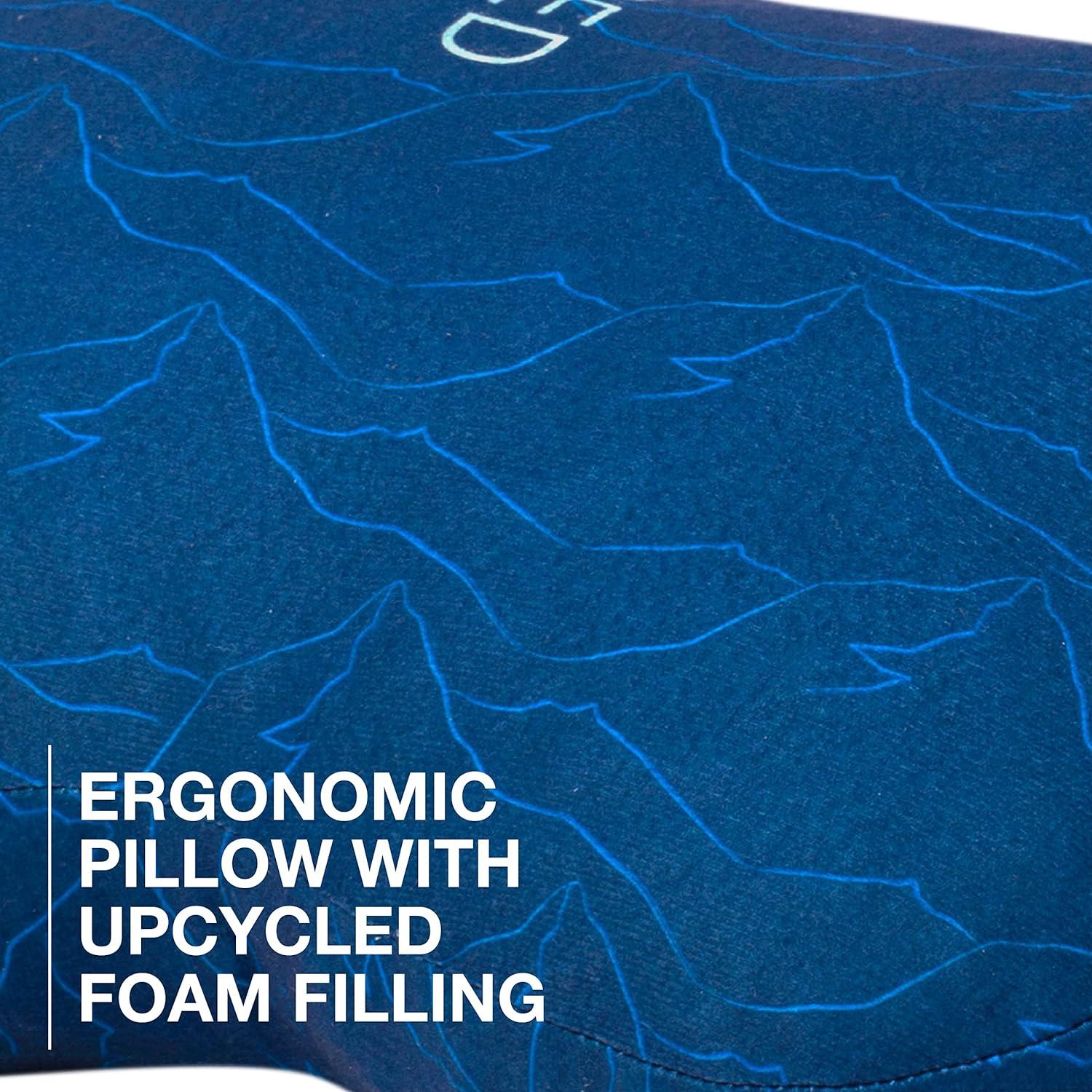 Exped DeepSleep Pillow - Ergonomic Soft & Super Plush Camping Pillow, Blue Mountain Print, Medium