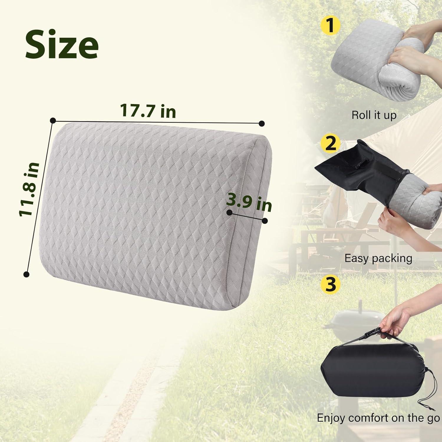 Almohada de Camping ENITYA 2 Pack Espuma con Memoria Gris