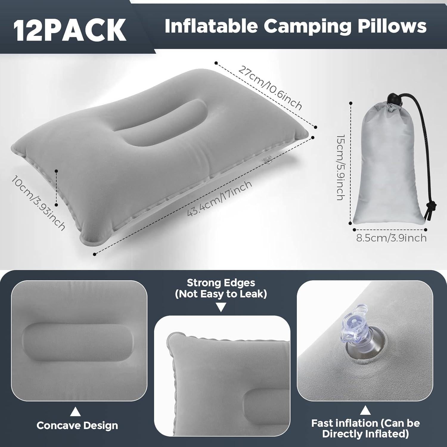 Qunclay 12 Almohadas Inflables para Camping Ultraligeras