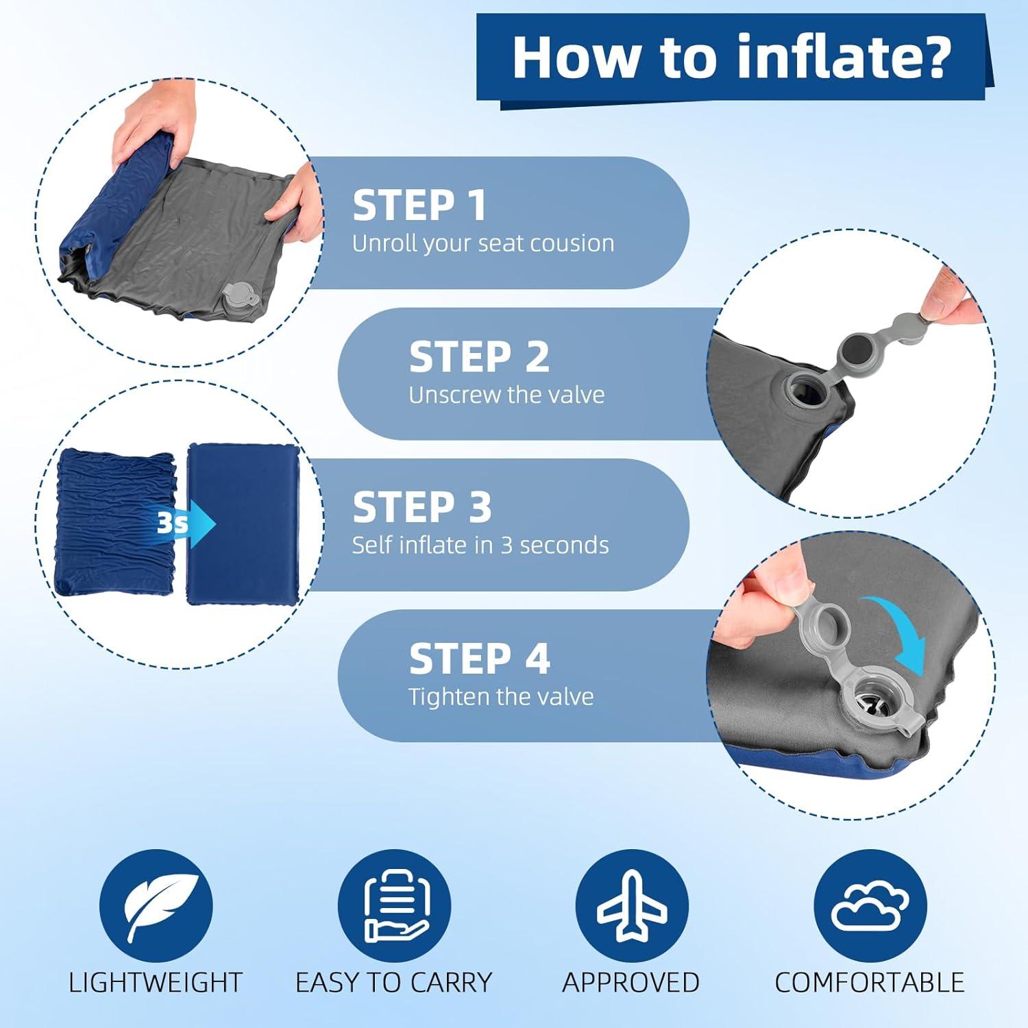 Cojín Inflable Autoinflable TEKIK Azul 43.9x31.5 cm Impermeable