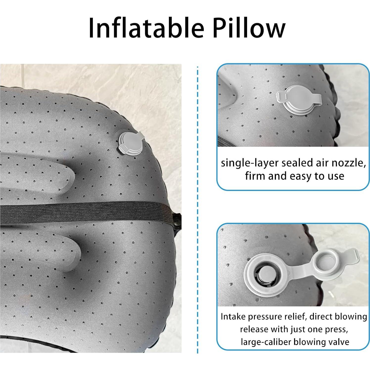 Almohada Inflable de Camping StarunXnc Ergonómica Azul