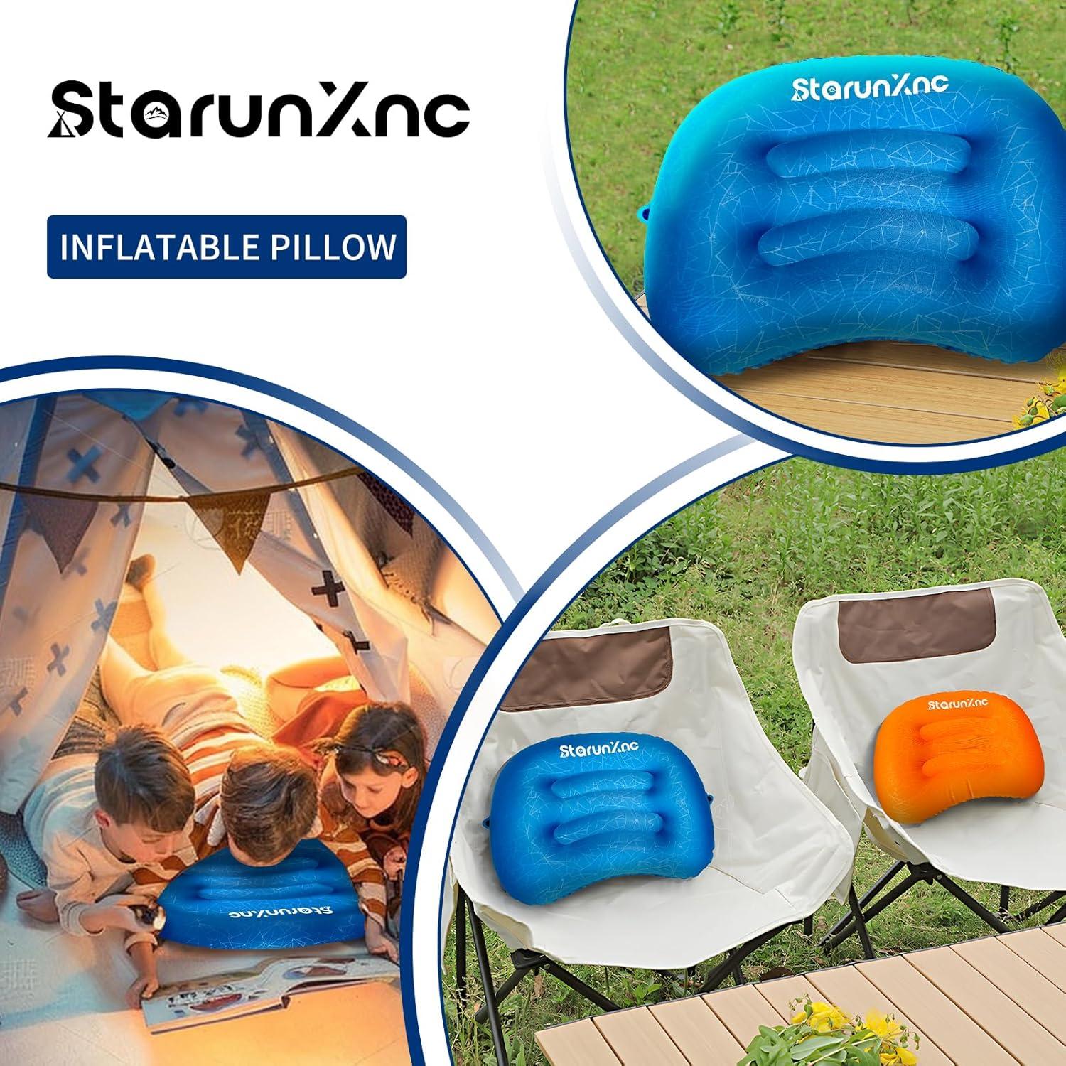 Almohada Inflable de Camping StarunXnc Ergonómica Azul