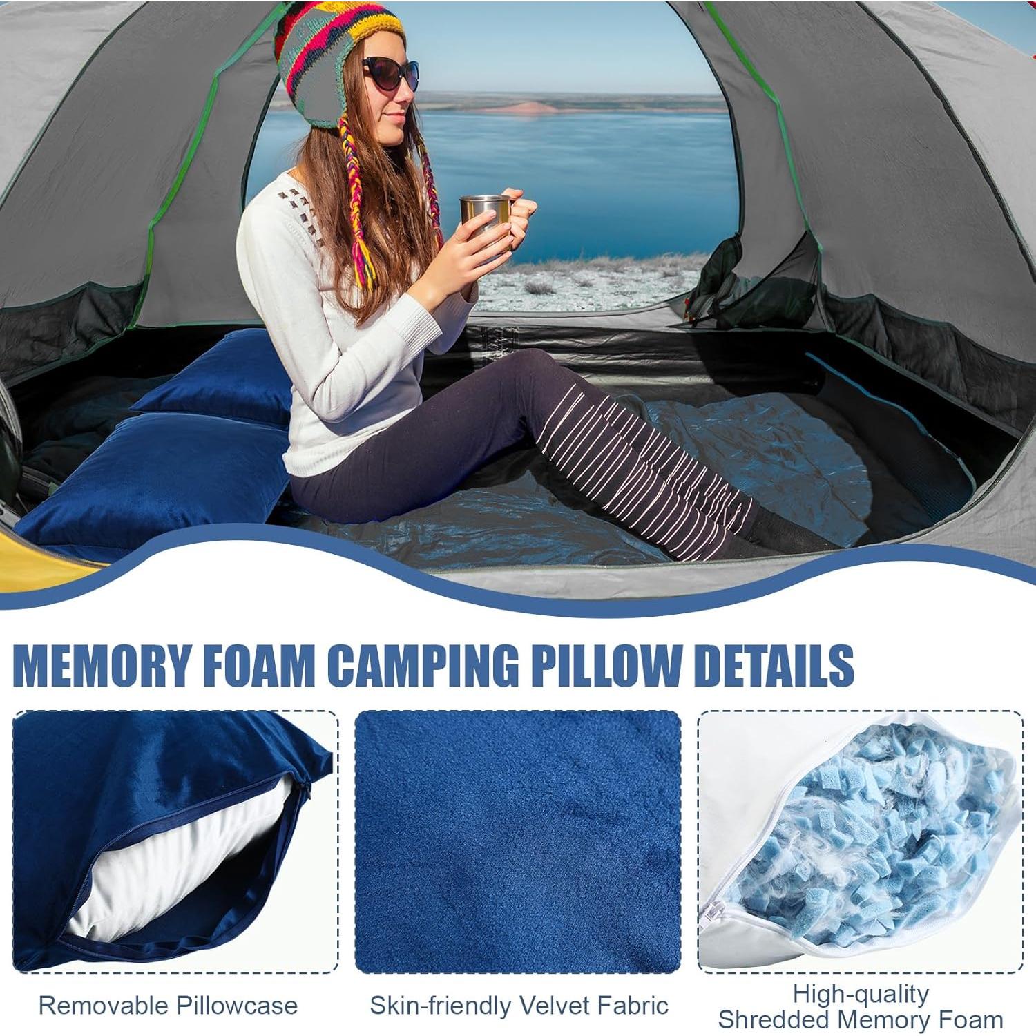 Juego de 2 Almohadas de Camping SmoothNovelty Espuma Viscoelástica