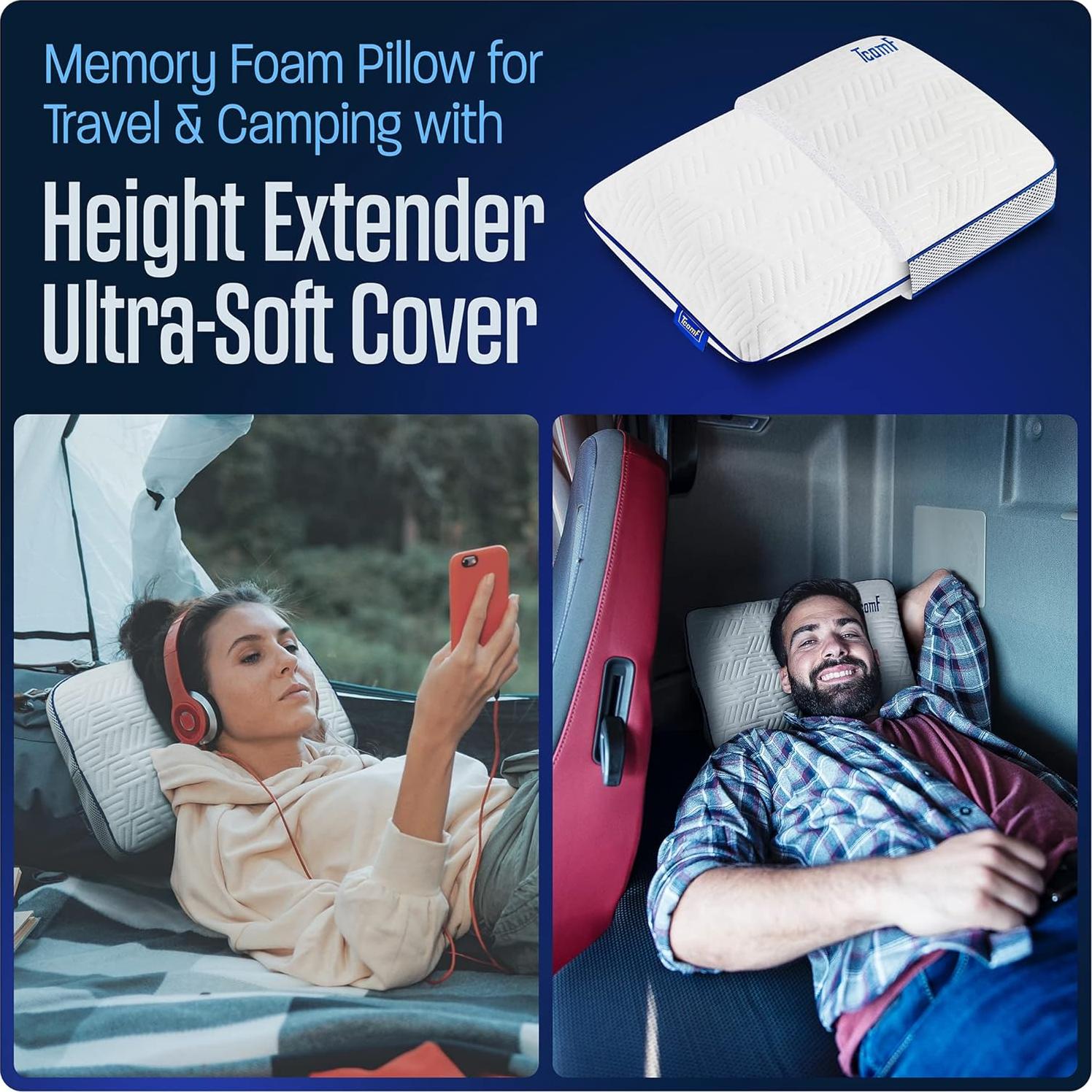 Paquete de 2 Almohadas de Camping TCOMF - Espuma de Memoria