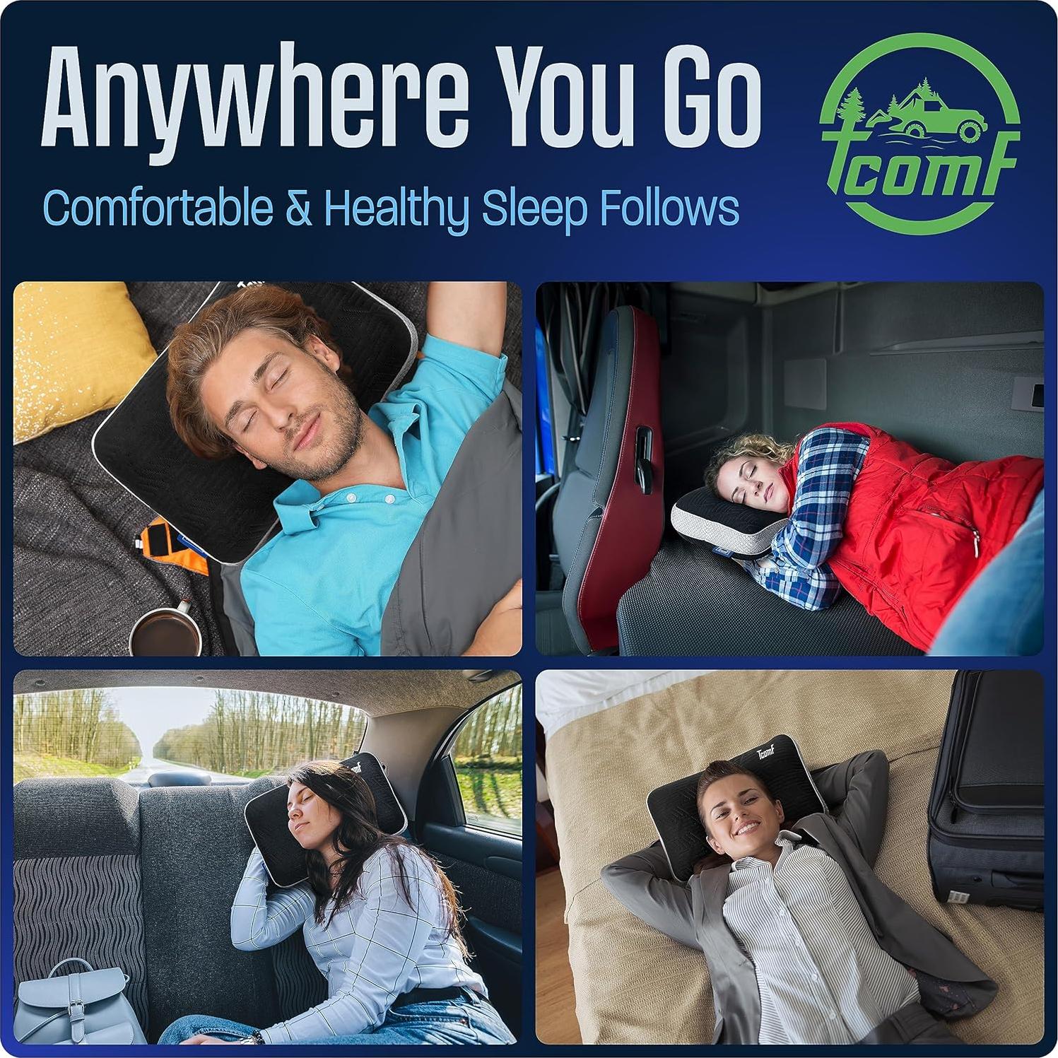 Paquete de 2 Almohadas de Camping TCOMF - Espuma de Memoria