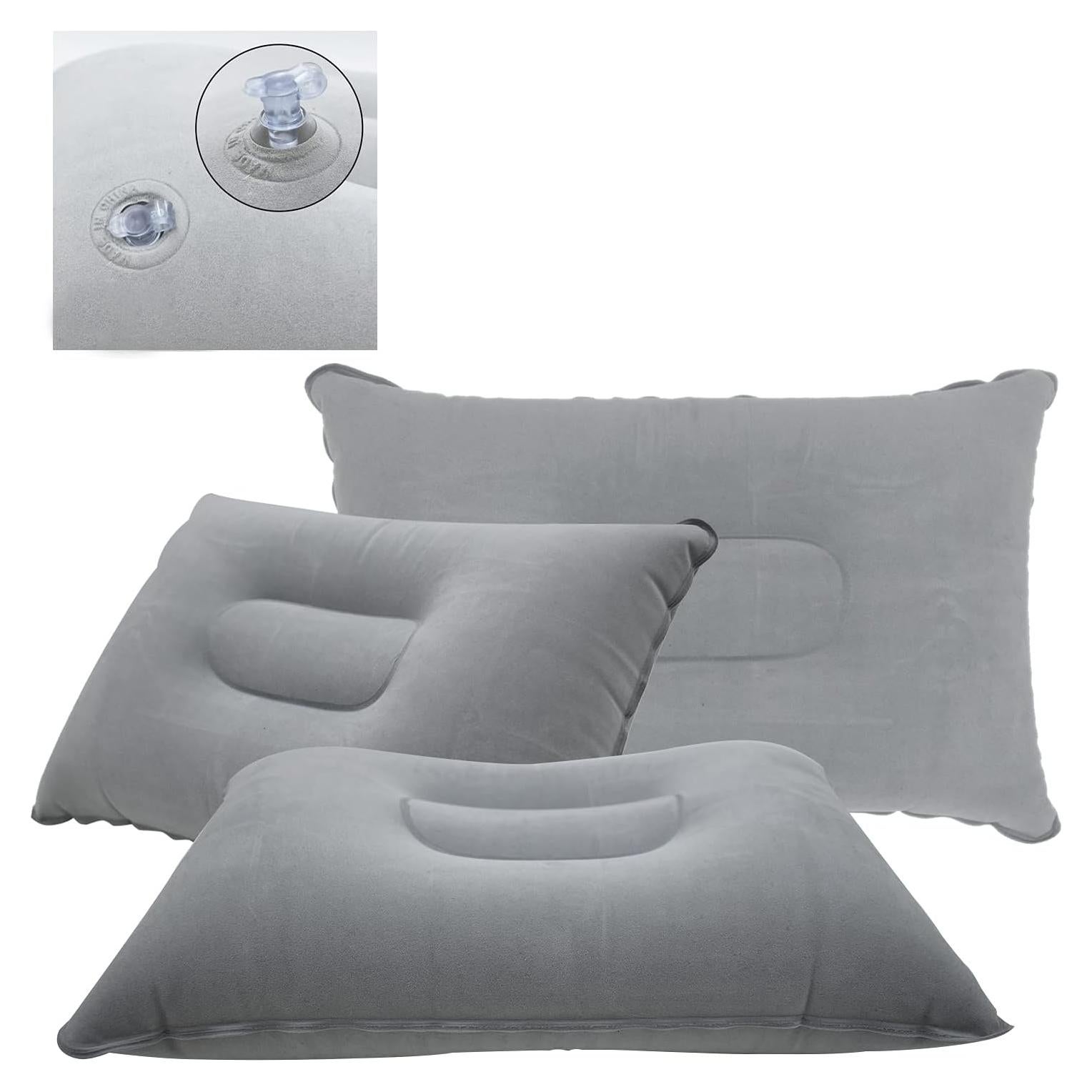 Paquete de 3 Almohadas Inflables PCTC Aterciopeladas para Camping