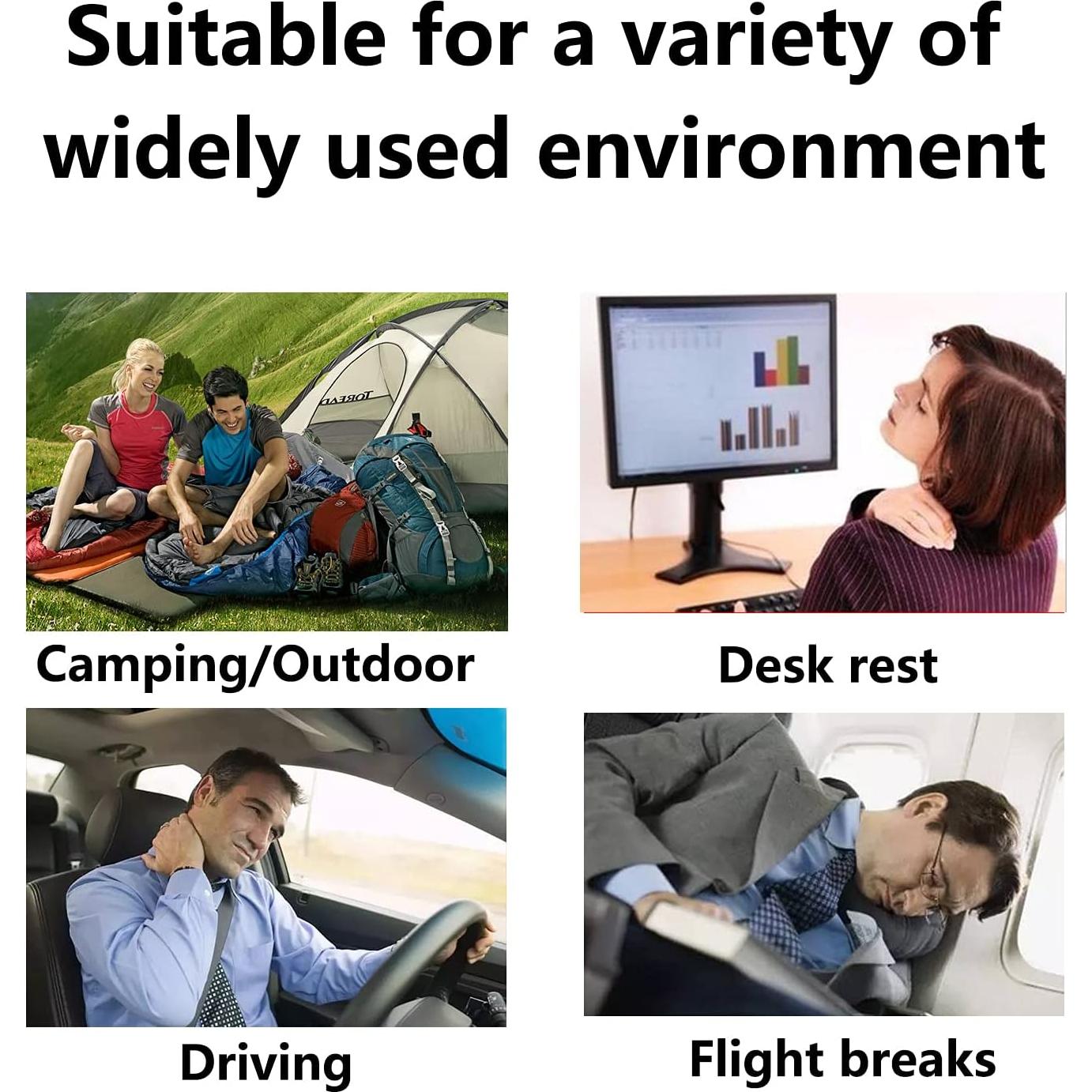 Paquete de 3 Almohadas Inflables PCTC Aterciopeladas para Camping