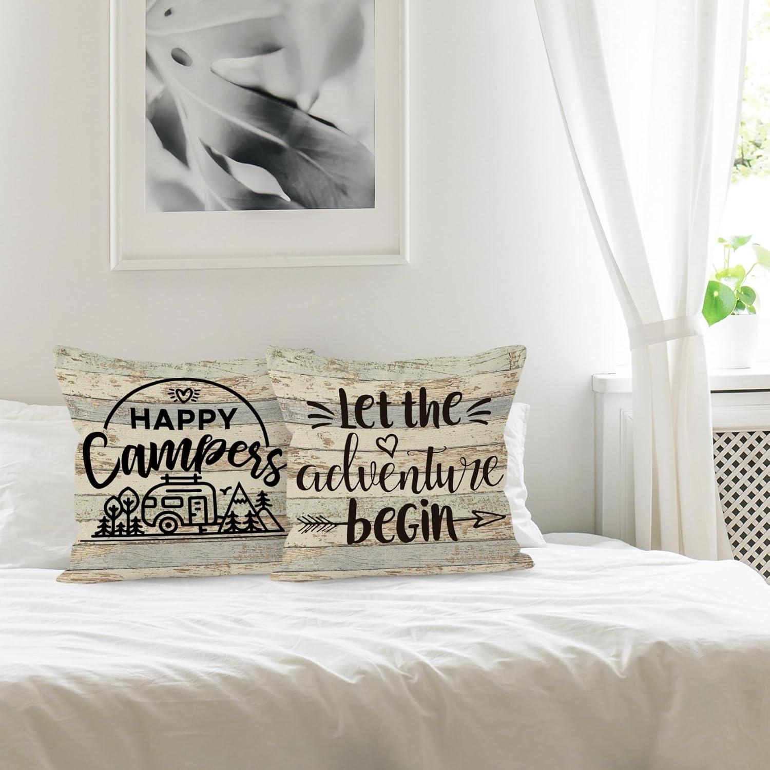 Fundas de Cojín Decorativas HUYAW Camping 45.72x45.72 cm Beige