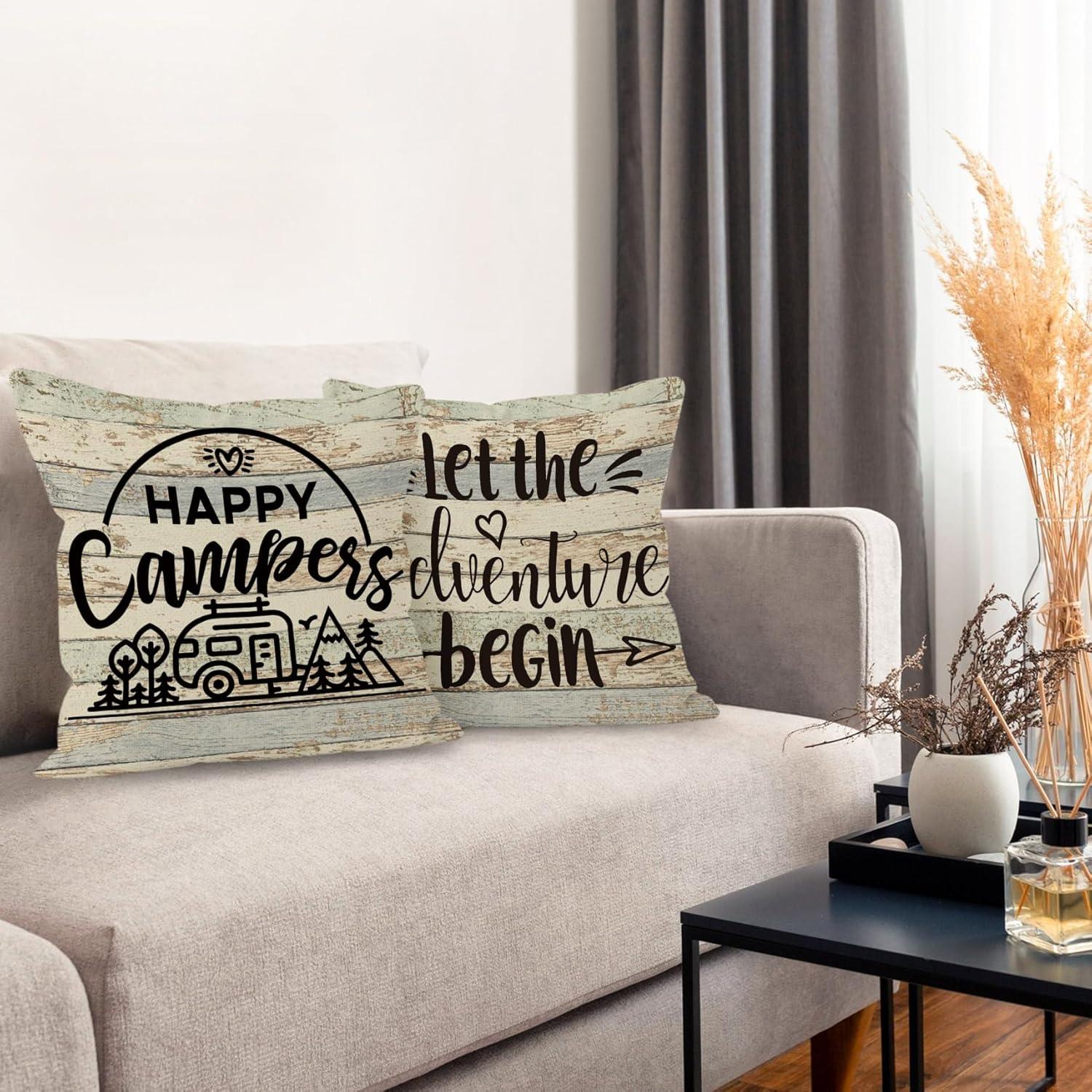 Fundas de Cojín Decorativas HUYAW Camping 45.72x45.72 cm Beige