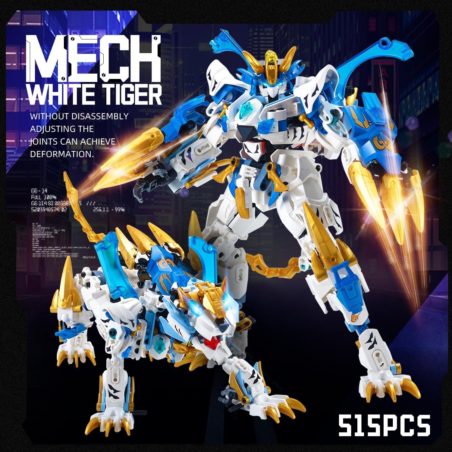 Bloques de Construcción Mech NEW JIAQI Tigre Blanco 515 Piezas