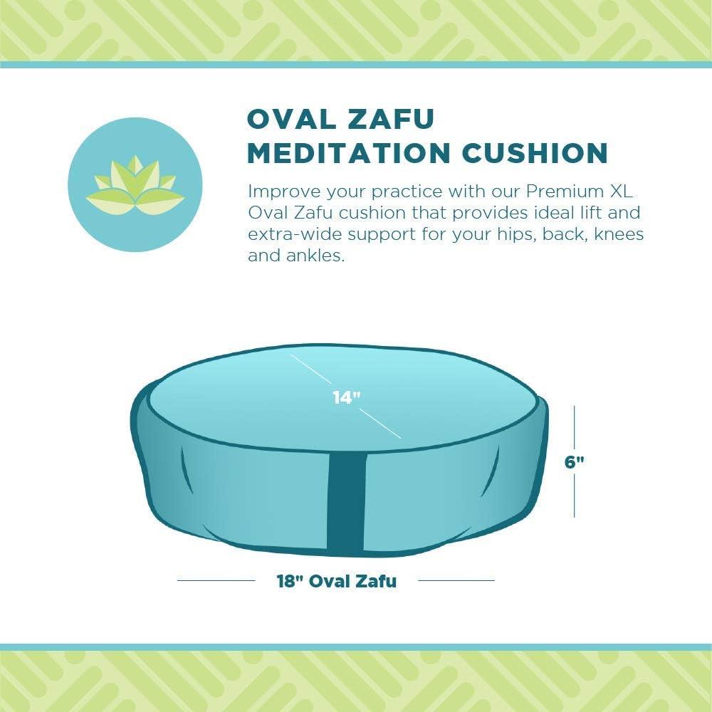 Bean Products Zafu Meditation Pillows for Sitting on Floor, Yoga Cushion, Cotton/Buckwheat Fill Yoga Pillow, Zafu Meditation Cushion, Zen Kneeling Prayer Pad- Made in USA - 14"x18" Oval - Aqua