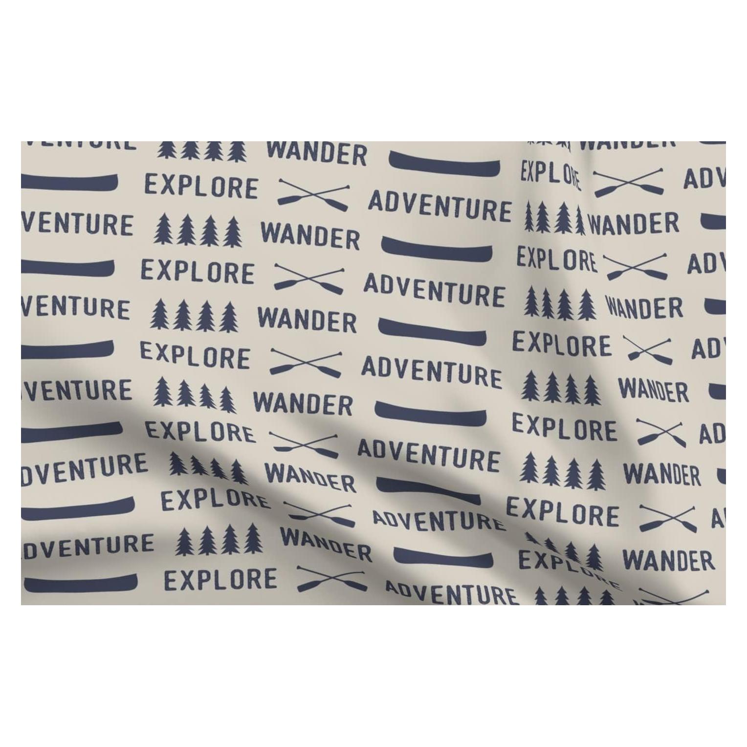 Tela de Algodón Spoonflower Aventura Azul Beige 53x46 cm