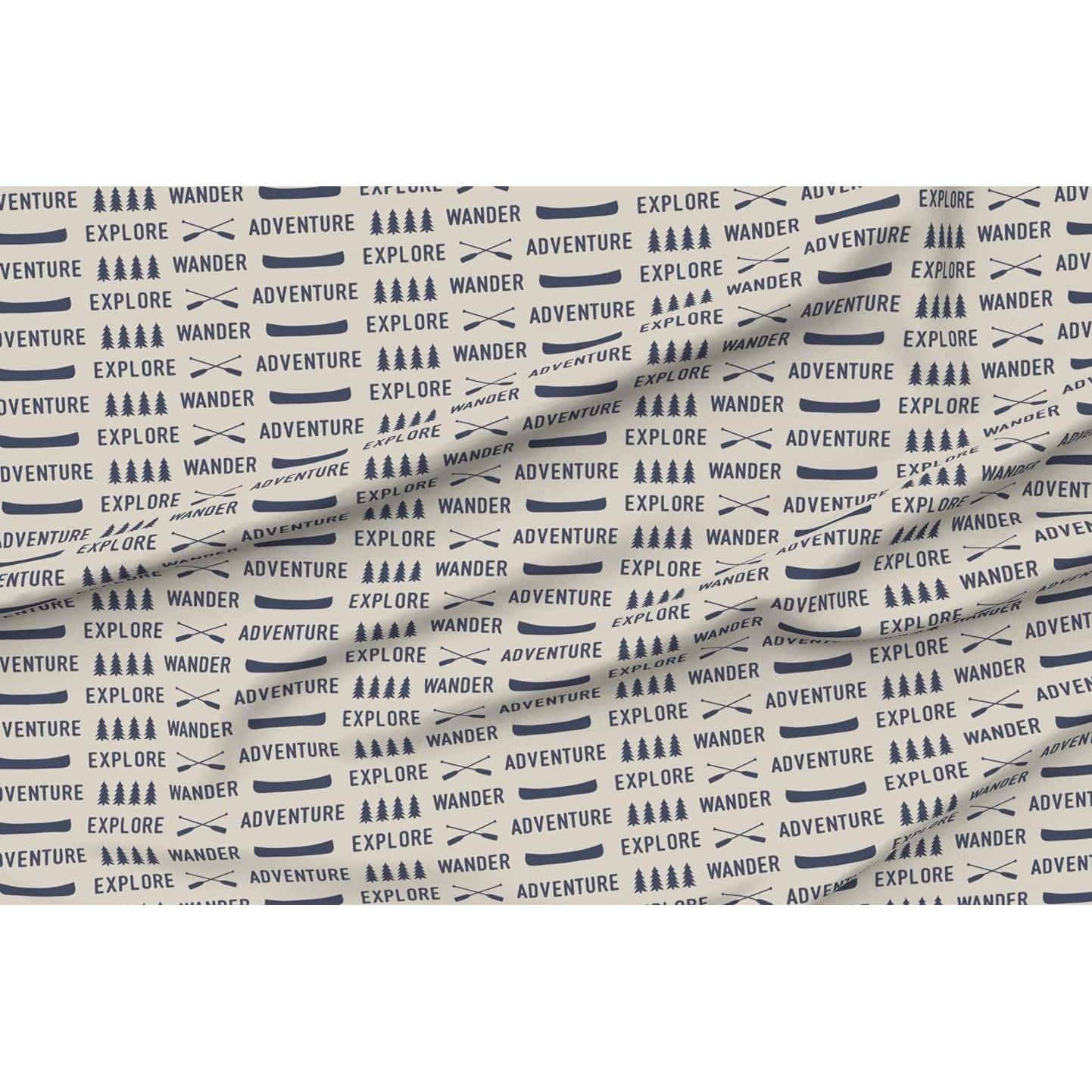 Tela de Algodón Spoonflower Aventura Azul Beige 53x46 cm