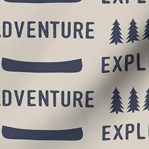 Tela de Algodón Spoonflower Aventura Azul Beige 53x46 cm