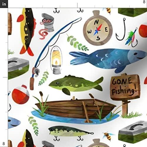 Tela de Algodón Spoonflower - Escala de Pesca Niños 1 Yarda