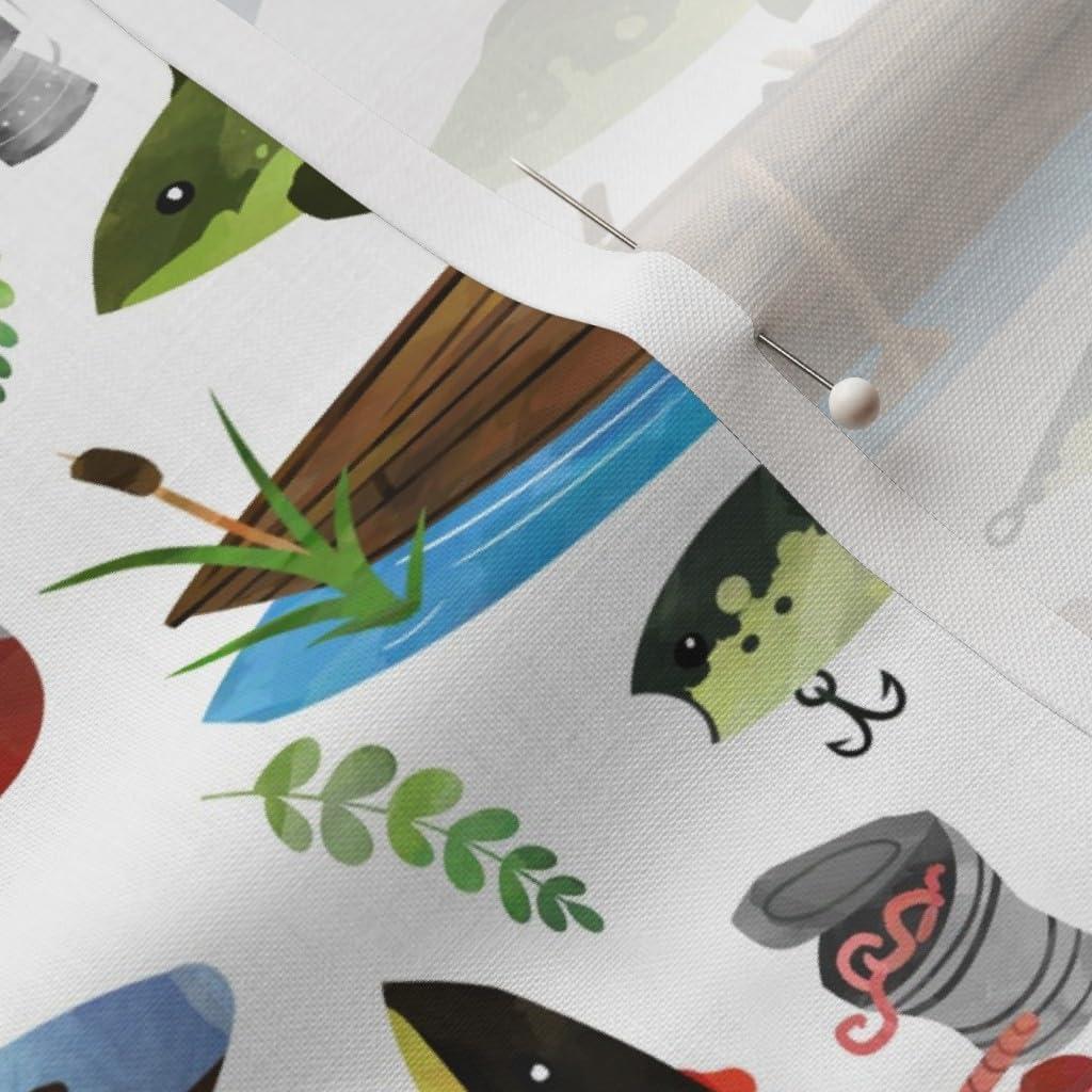 Tela de Algodón Spoonflower - Escala de Pesca Niños 1 Yarda