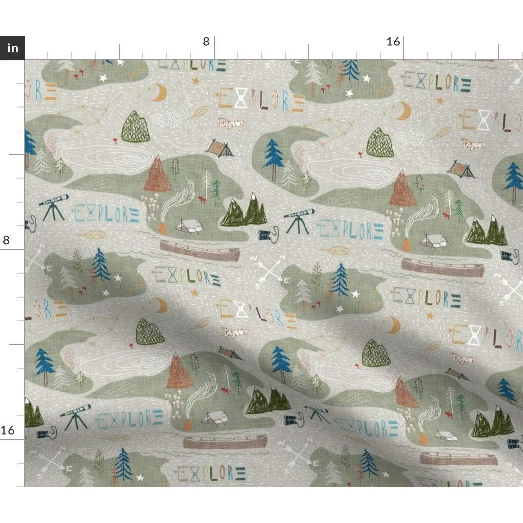 Tela de Algodón Spoonflower Mapa de Montaña 106.68 cm - Costura
