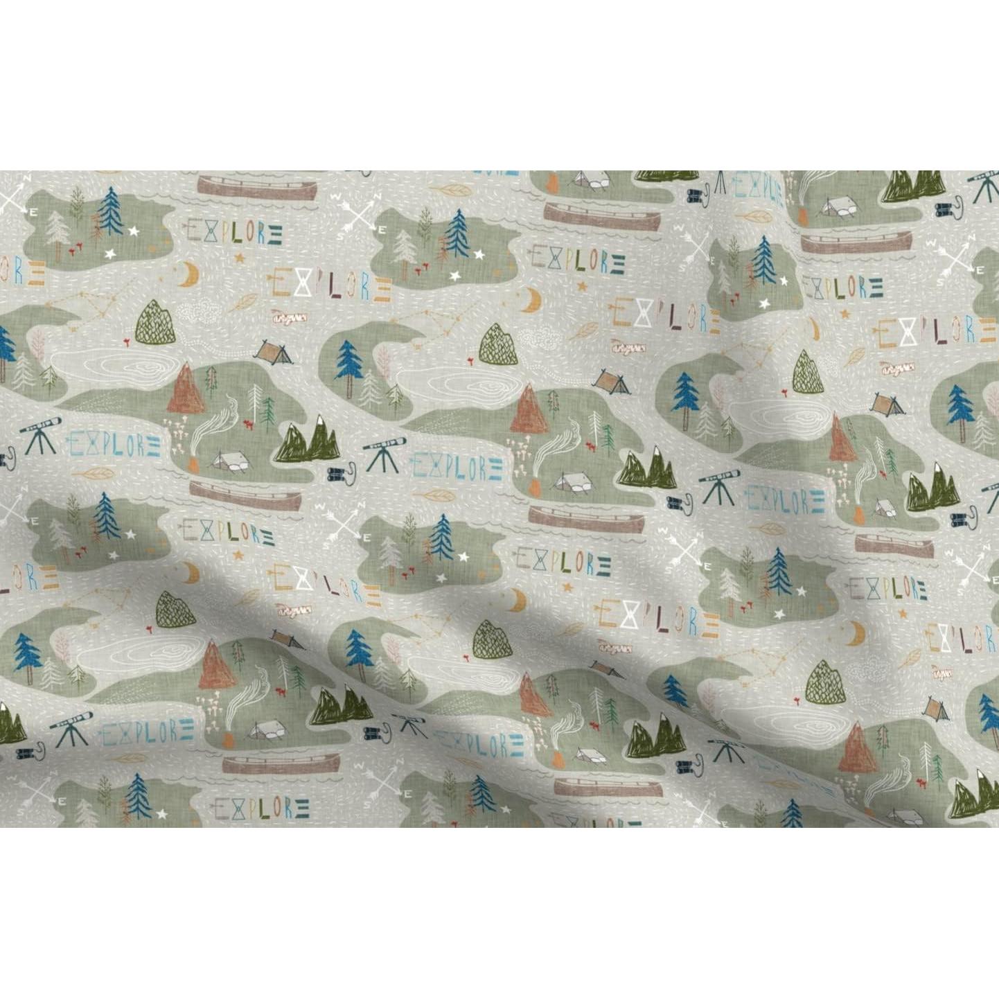 Tela de Algodón Spoonflower Mapa de Montaña 106.68 cm - Costura