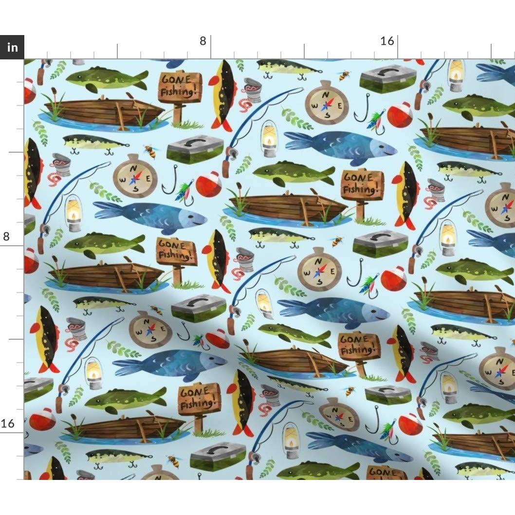 Tela Popelín de Algodón Spoonflower Pescado Azul Claro 106.68 cm