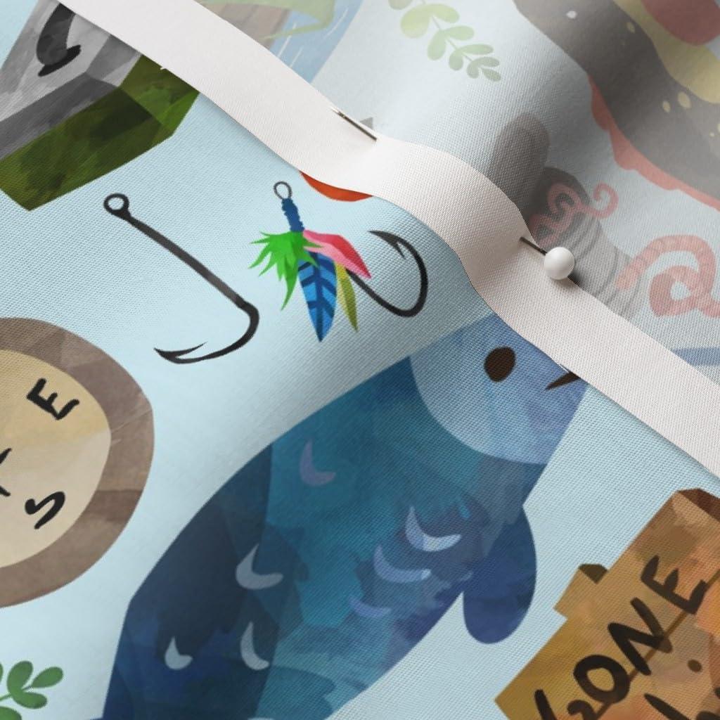 Tela Popelín de Algodón Spoonflower Pescado Azul Claro 106.68 cm