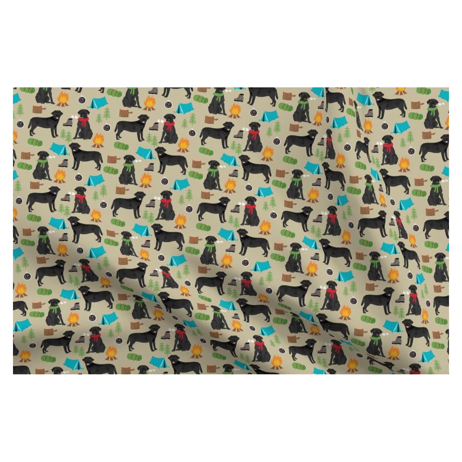 Tela Spoonflower Algodón Petal - Labrador Retriever Camping 53x45 cm