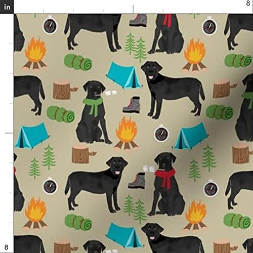Tela Spoonflower Algodón Petal - Labrador Retriever Camping 53x45 cm