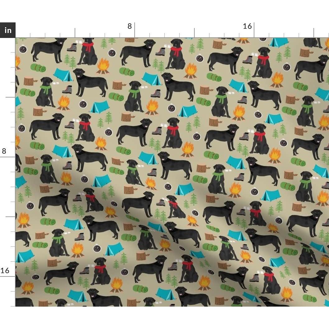 Tela Spoonflower Algodón Petal - Labrador Retriever Camping 53x45 cm