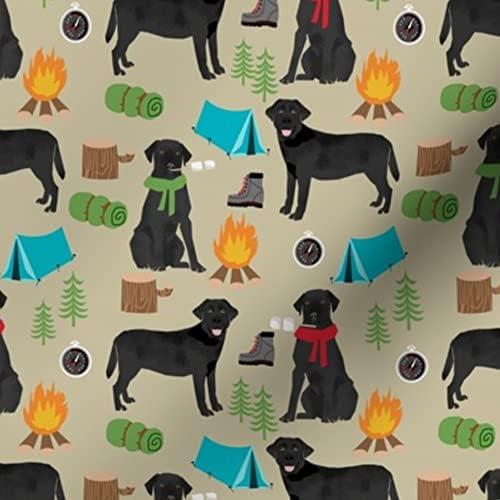 Tela Spoonflower Algodón Petal - Labrador Retriever Camping 53x45 cm