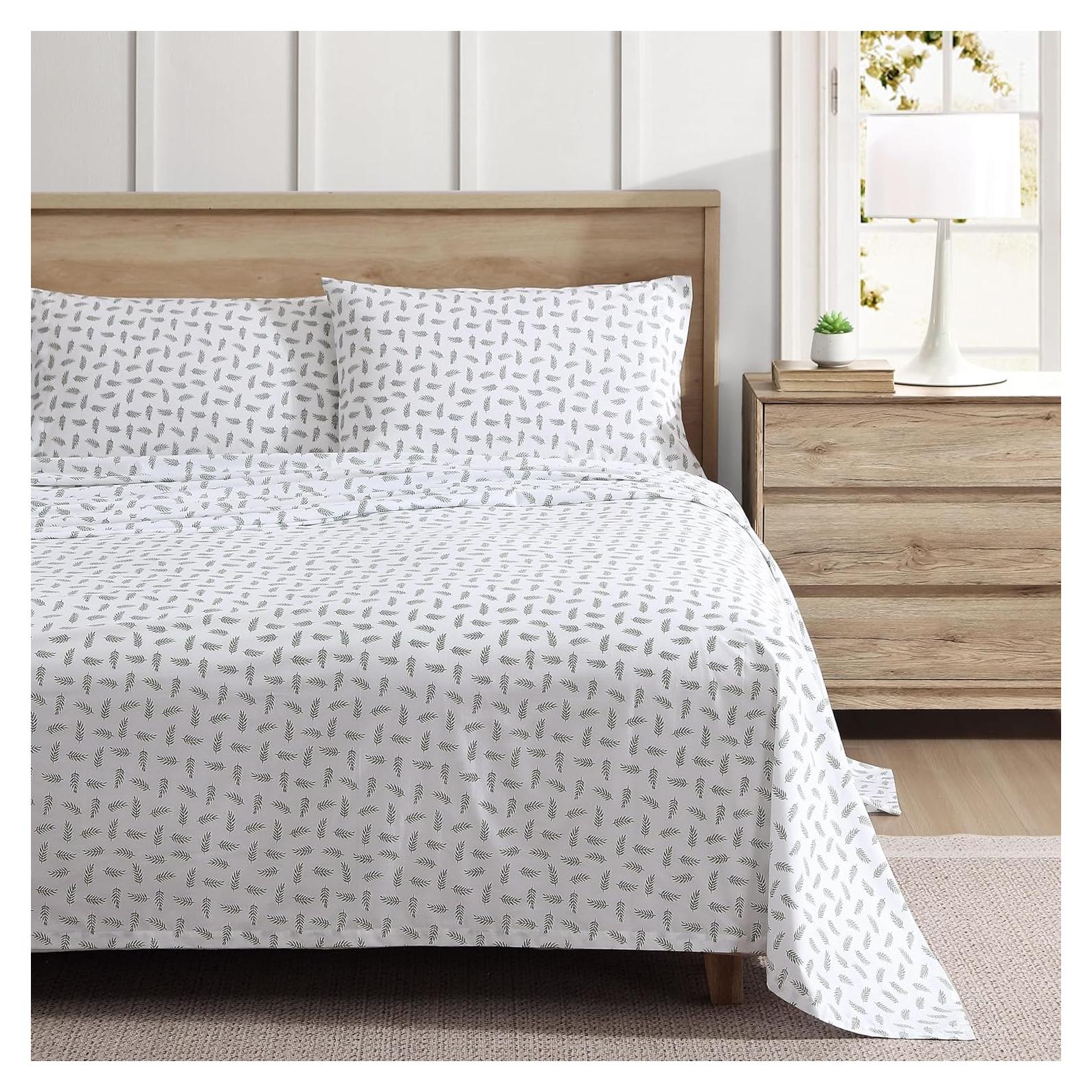 Juego de Sábanas King Eddie Bauer 100% Algodón Percal Verde