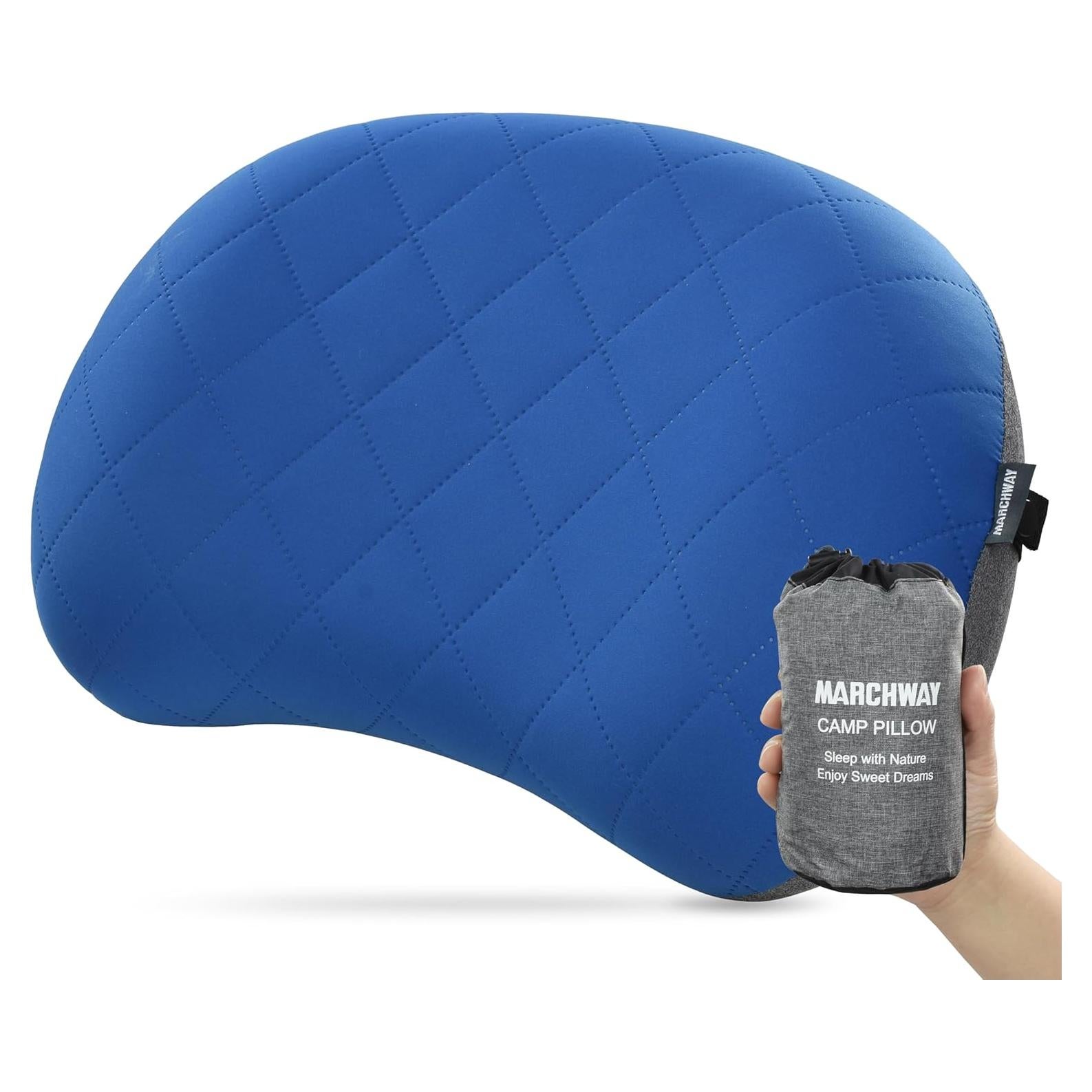 Almohada Inflable Ultraligera MARCHWAY para Camping Azul