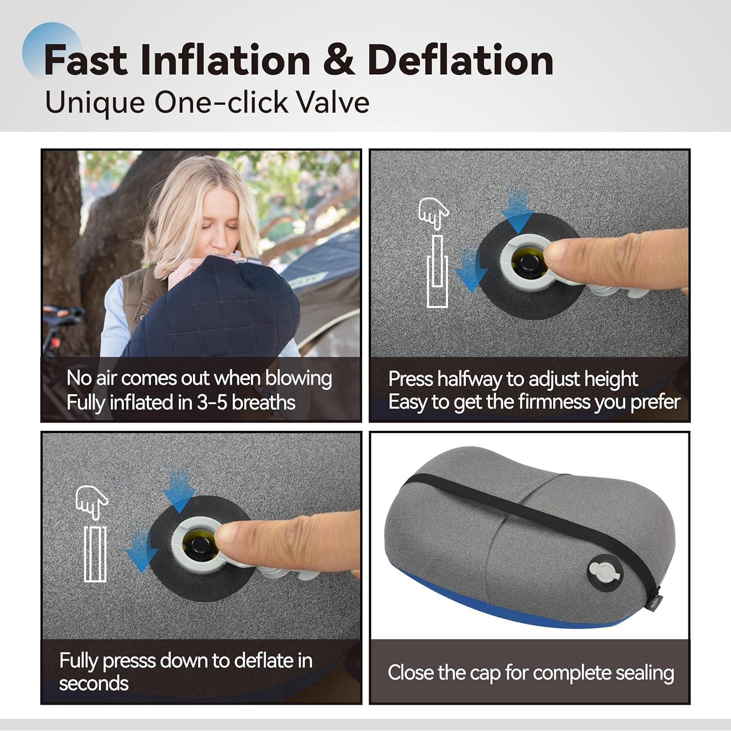 Almohada Inflable Ultraligera MARCHWAY para Camping Azul