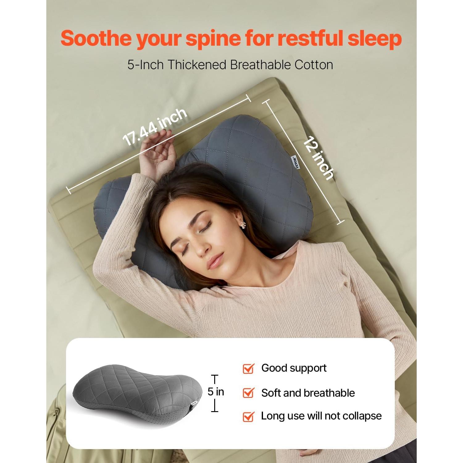 Almohada Inflable VEVOR Camping 44.2x30.5cm Suave y Portátil