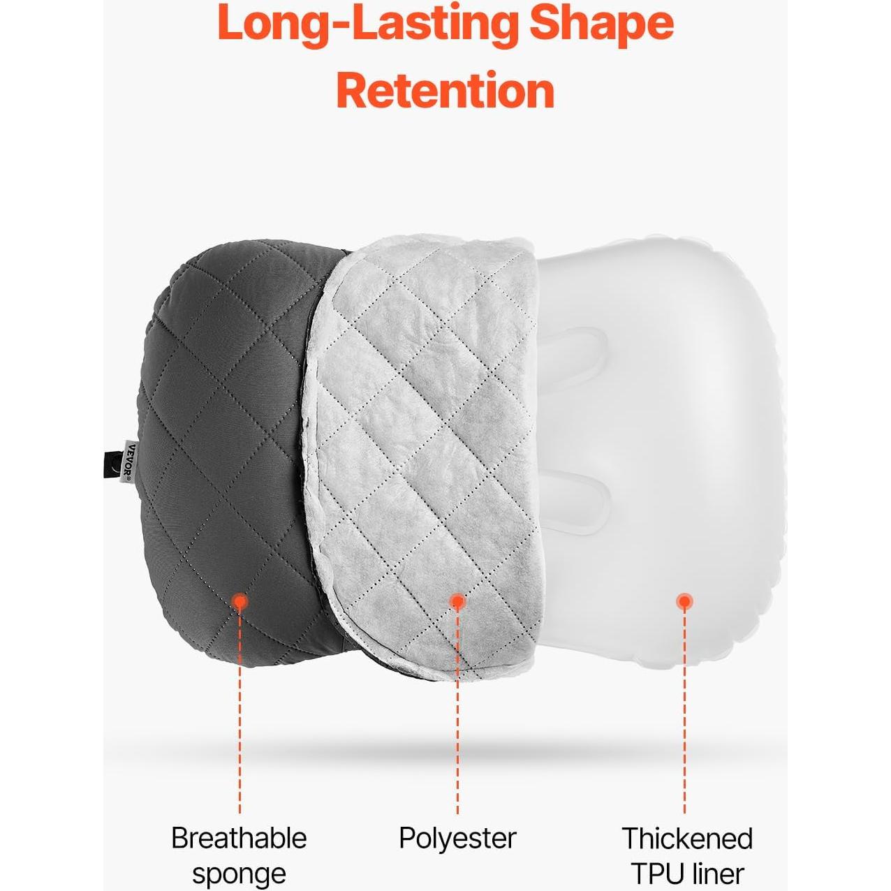 Almohada Inflable VEVOR Camping 44.2x30.5cm Suave y Portátil